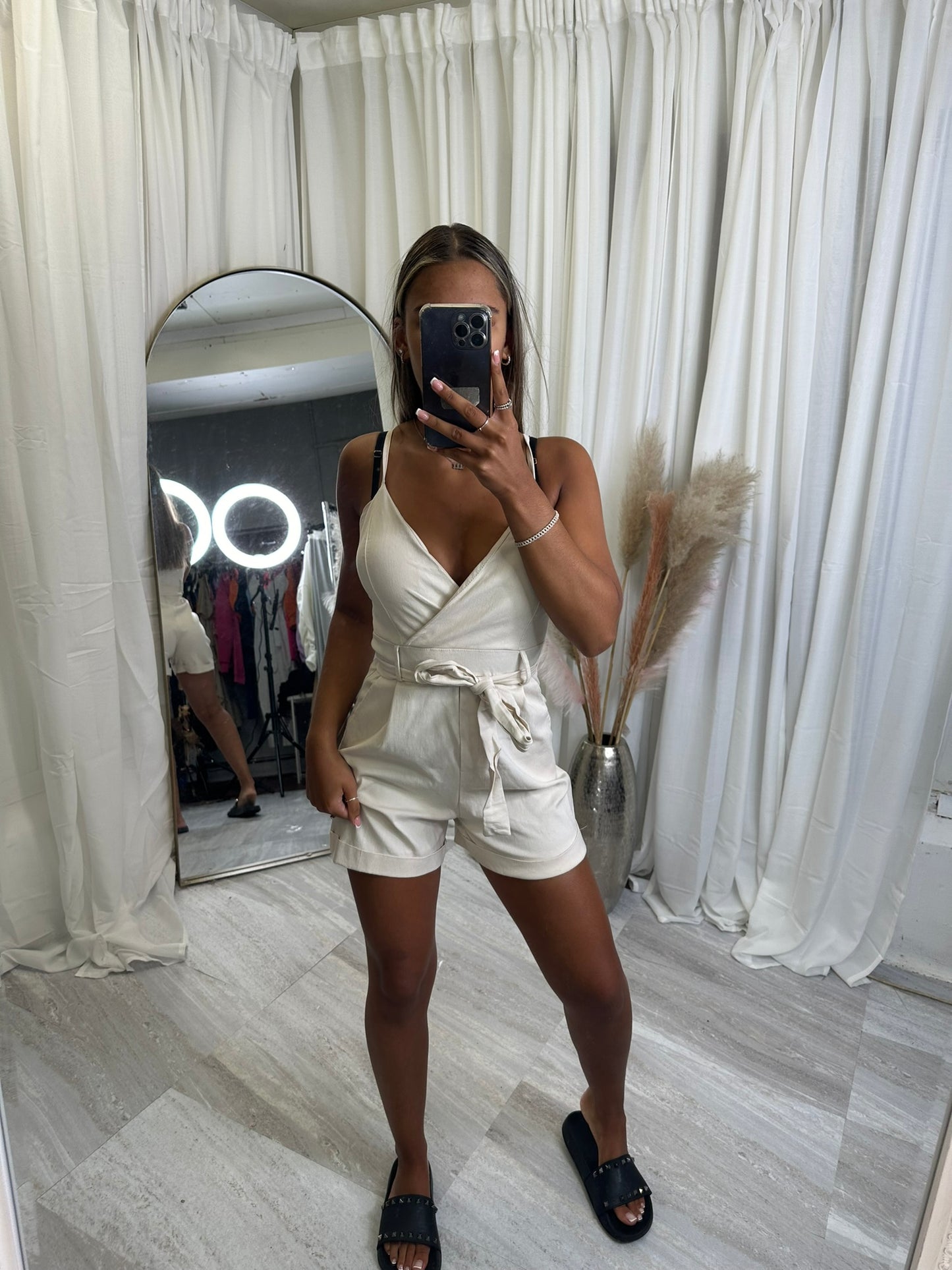 Belted one piece cupped jumpsuit