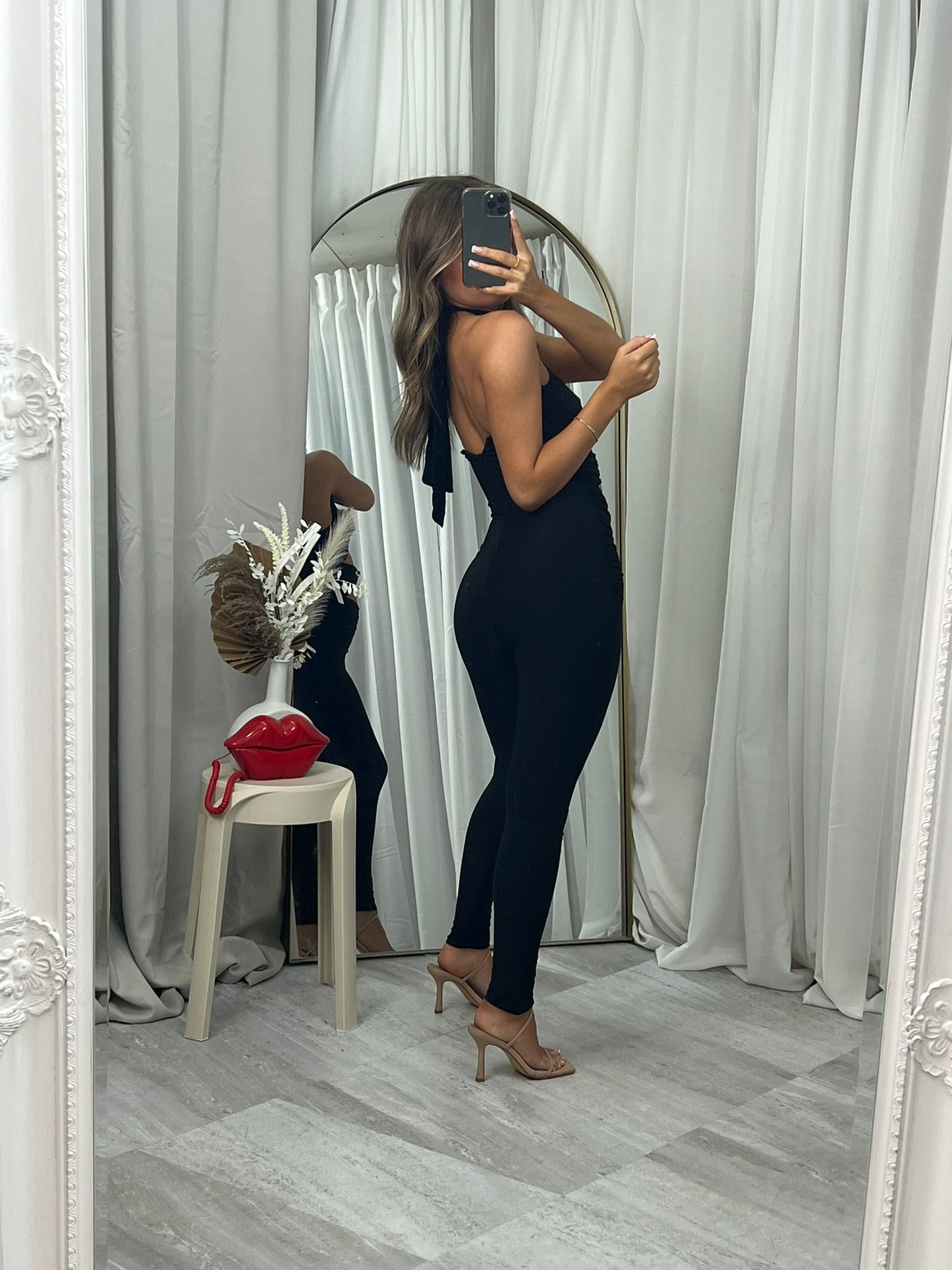 Gold detail cut out jumpsuit