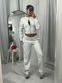 Bonnie long sleeve button detail top and wide leg joggers