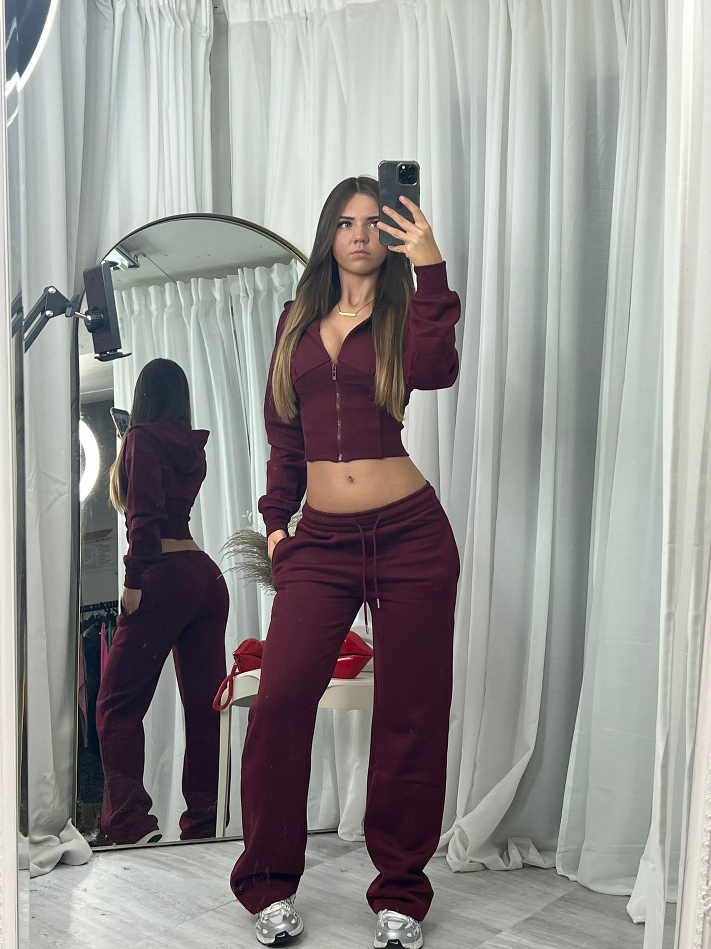 Wide leg hooded compression tracksuit