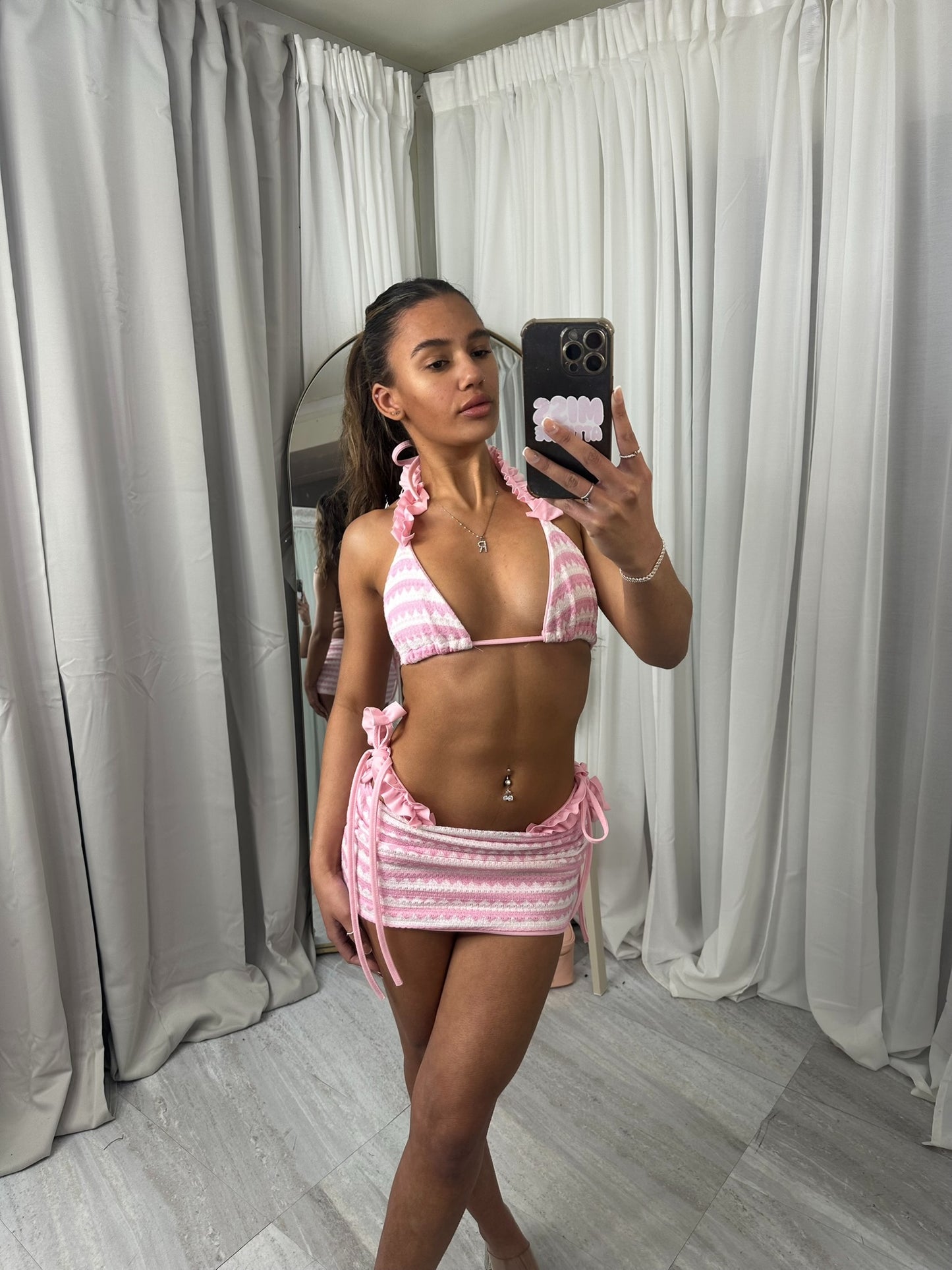 Knitted frill 3 piece bikini cover up sets