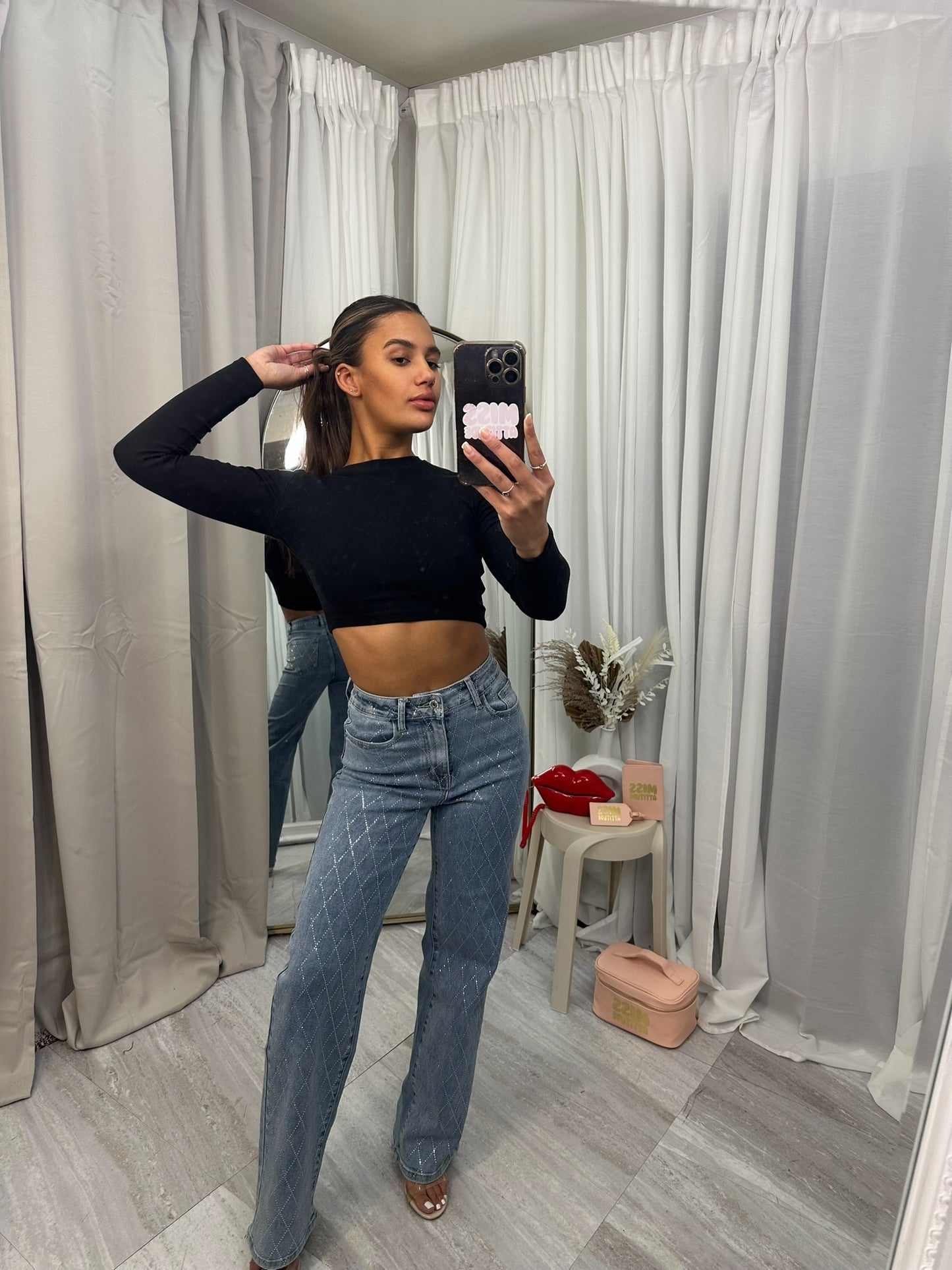 Diamante stretchy denim jeans