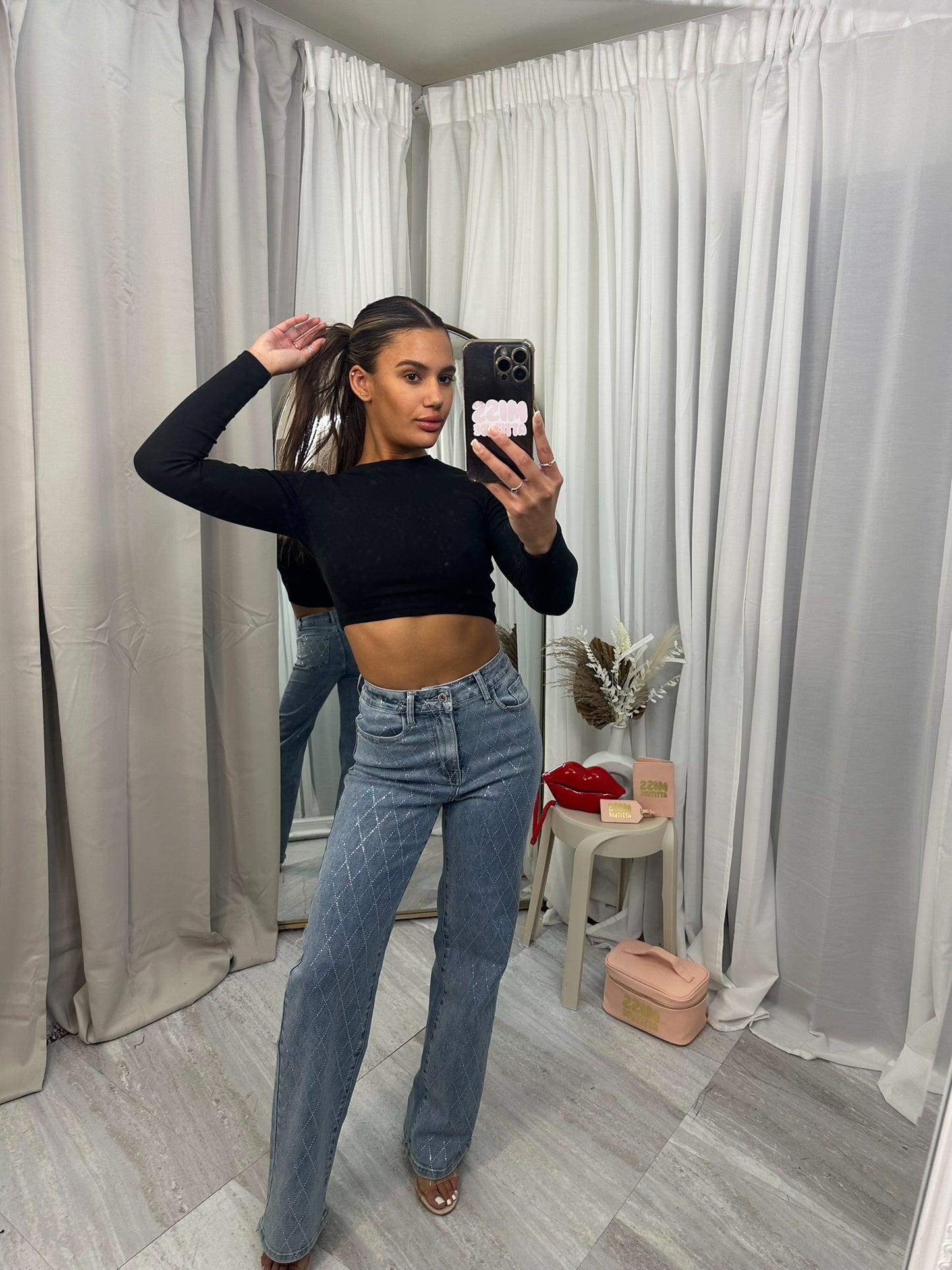 Diamante stretchy denim jeans