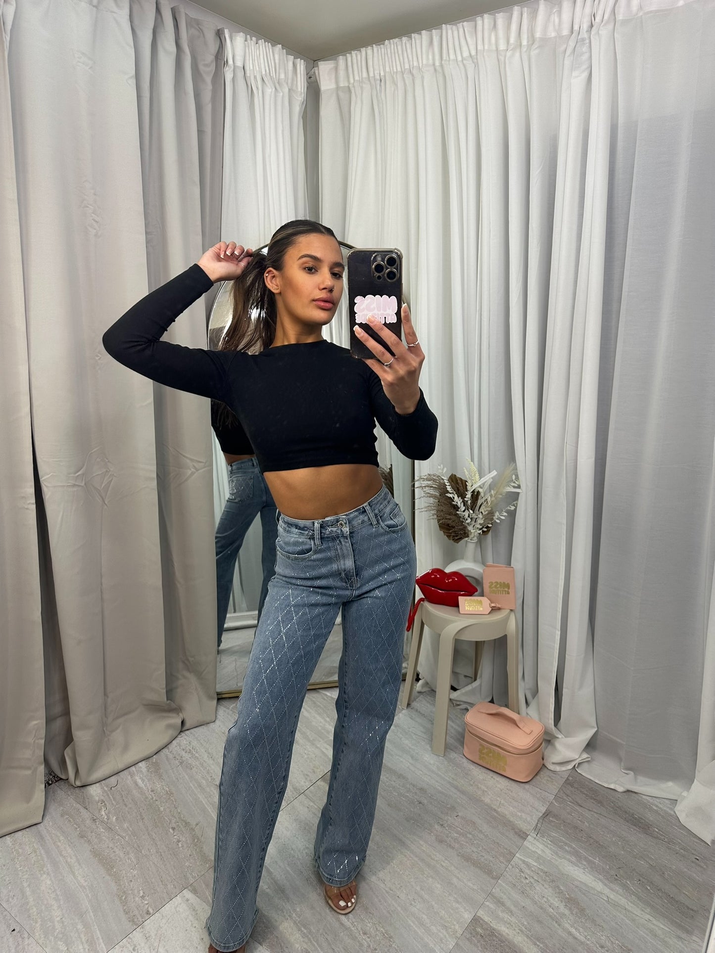 Diamante stretchy denim jeans