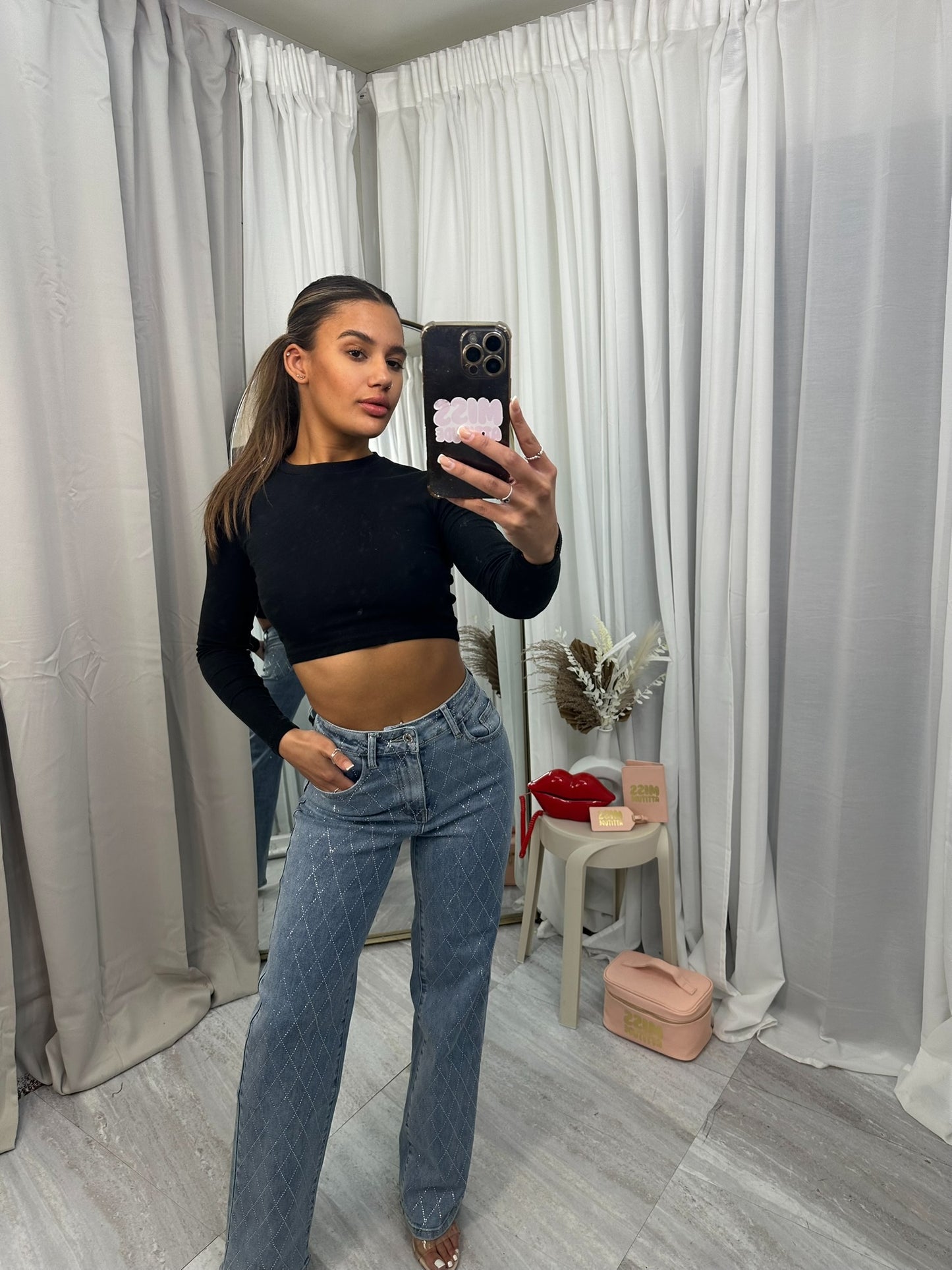 Diamante stretchy denim jeans