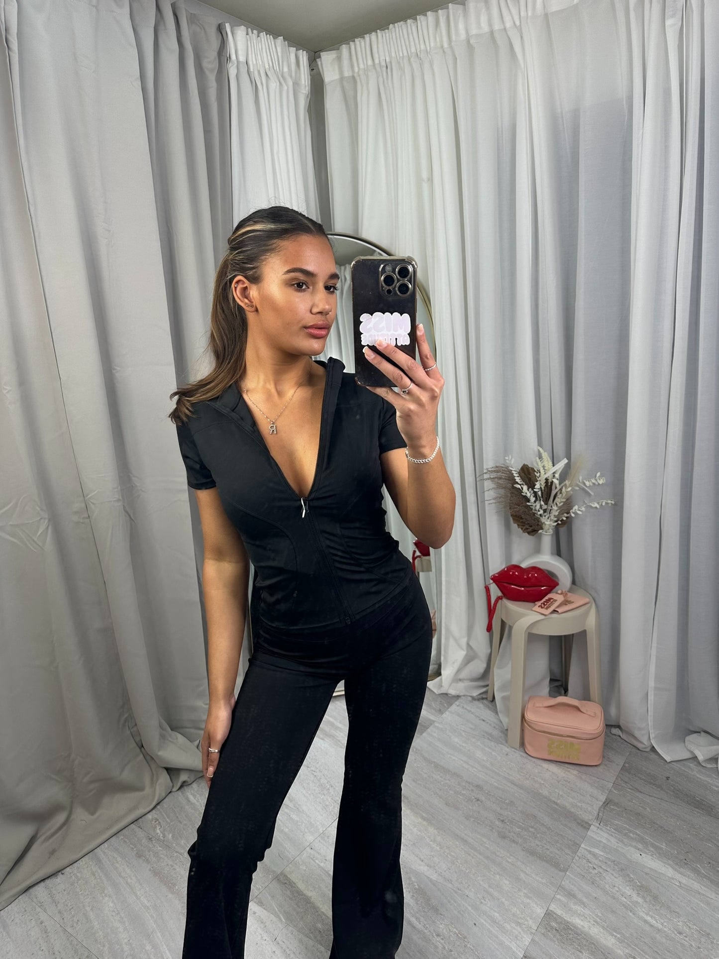 Short sleeve sculpting gym jacket and flares 3389
