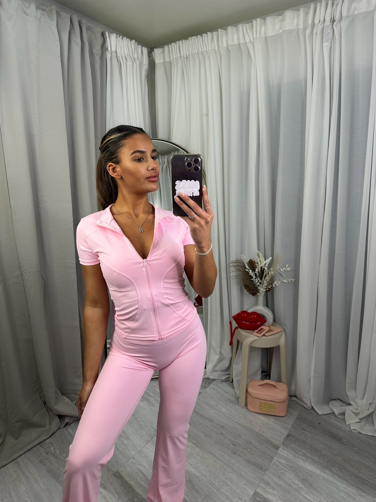 Short sleeve sculpting gym jacket and flares 3389