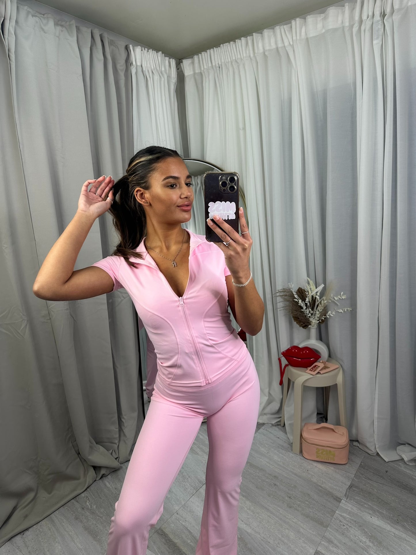 Short sleeve sculpting gym jacket and flares 3389