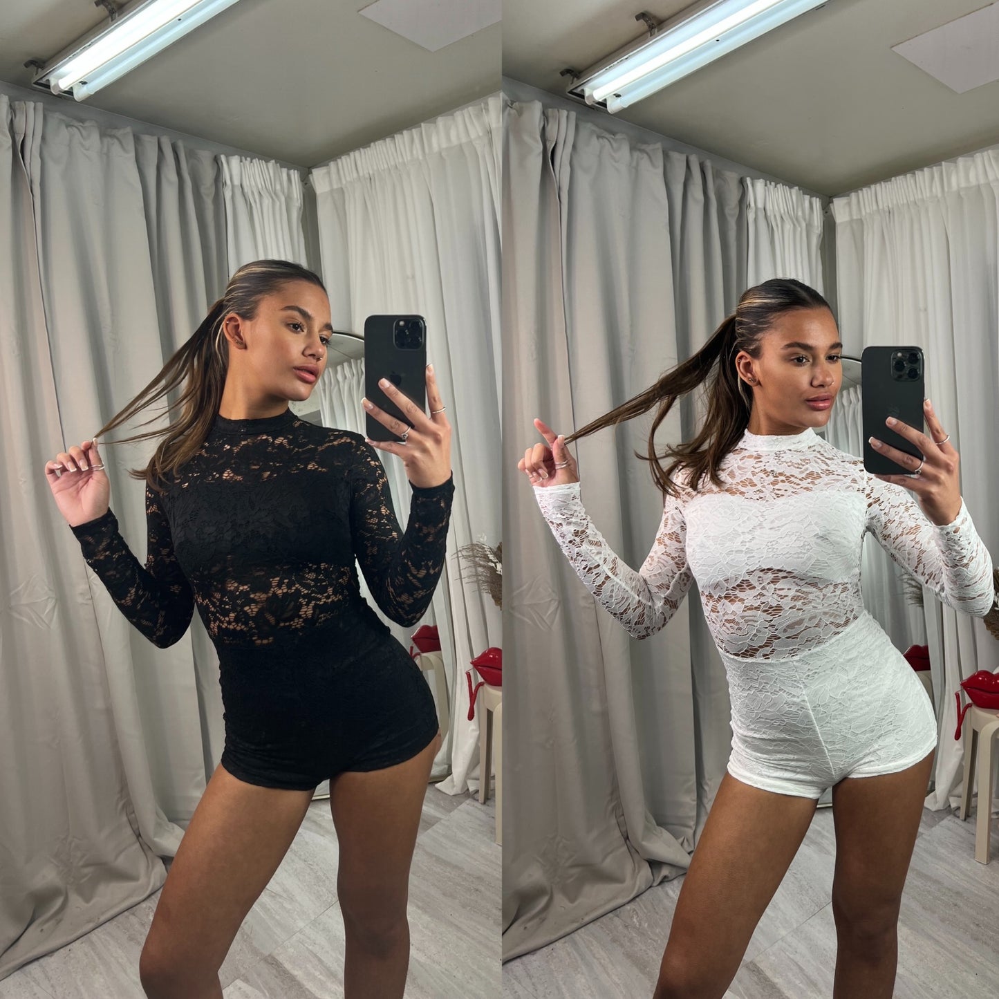 Lace long sleeved jumpsuit