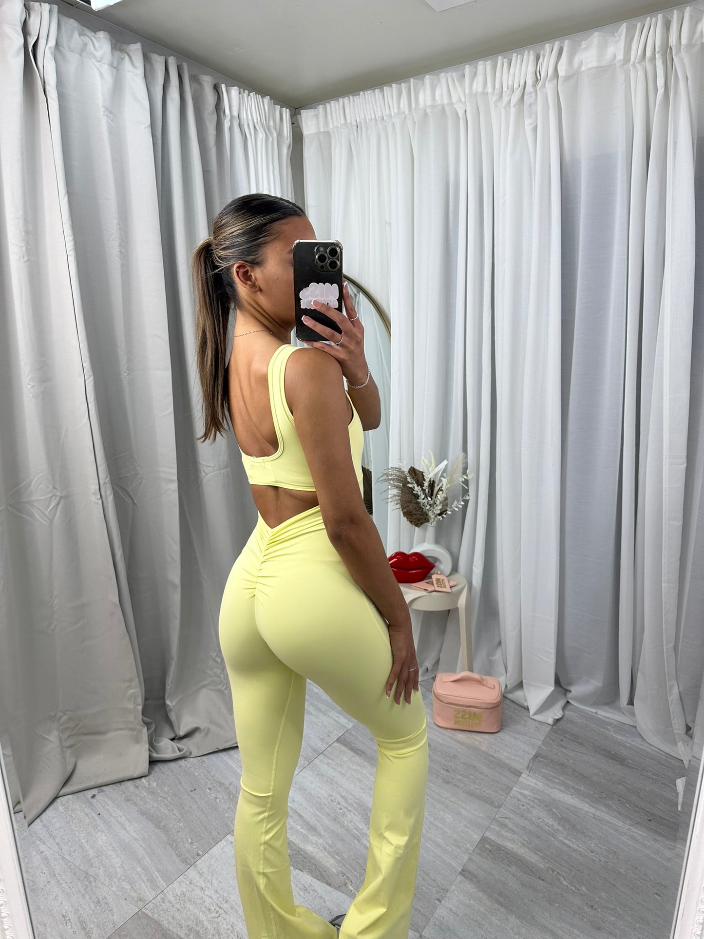 Flared bottoms sleeveless scrunch bum jumpsuit