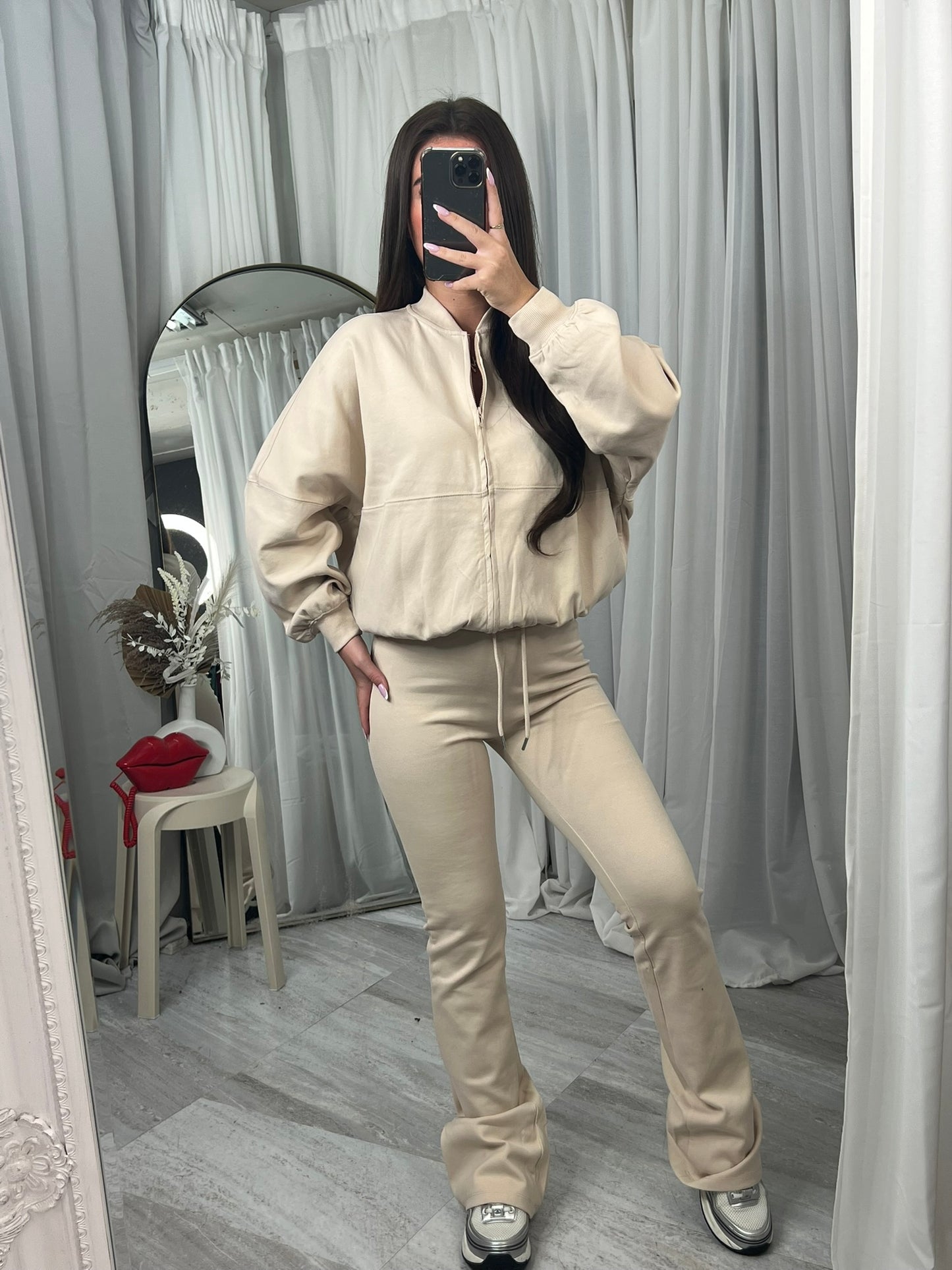 Cross detail compression cropped tracksuit