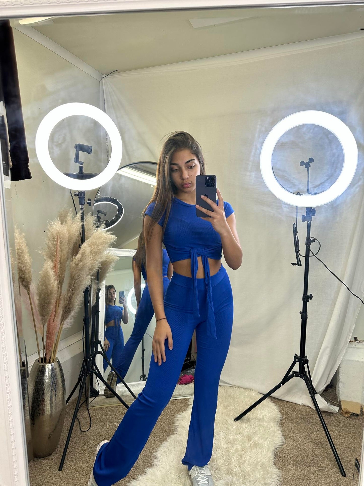 Ribbed tie back lounge wear set streetstyle clothing