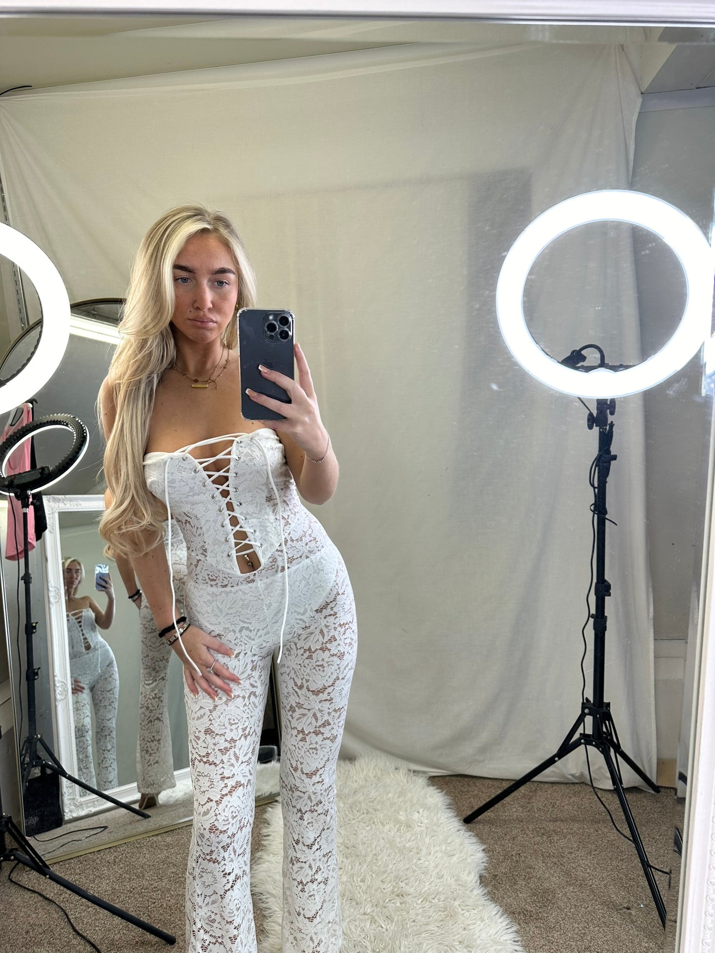 corset style lace jumpsuit 9582
