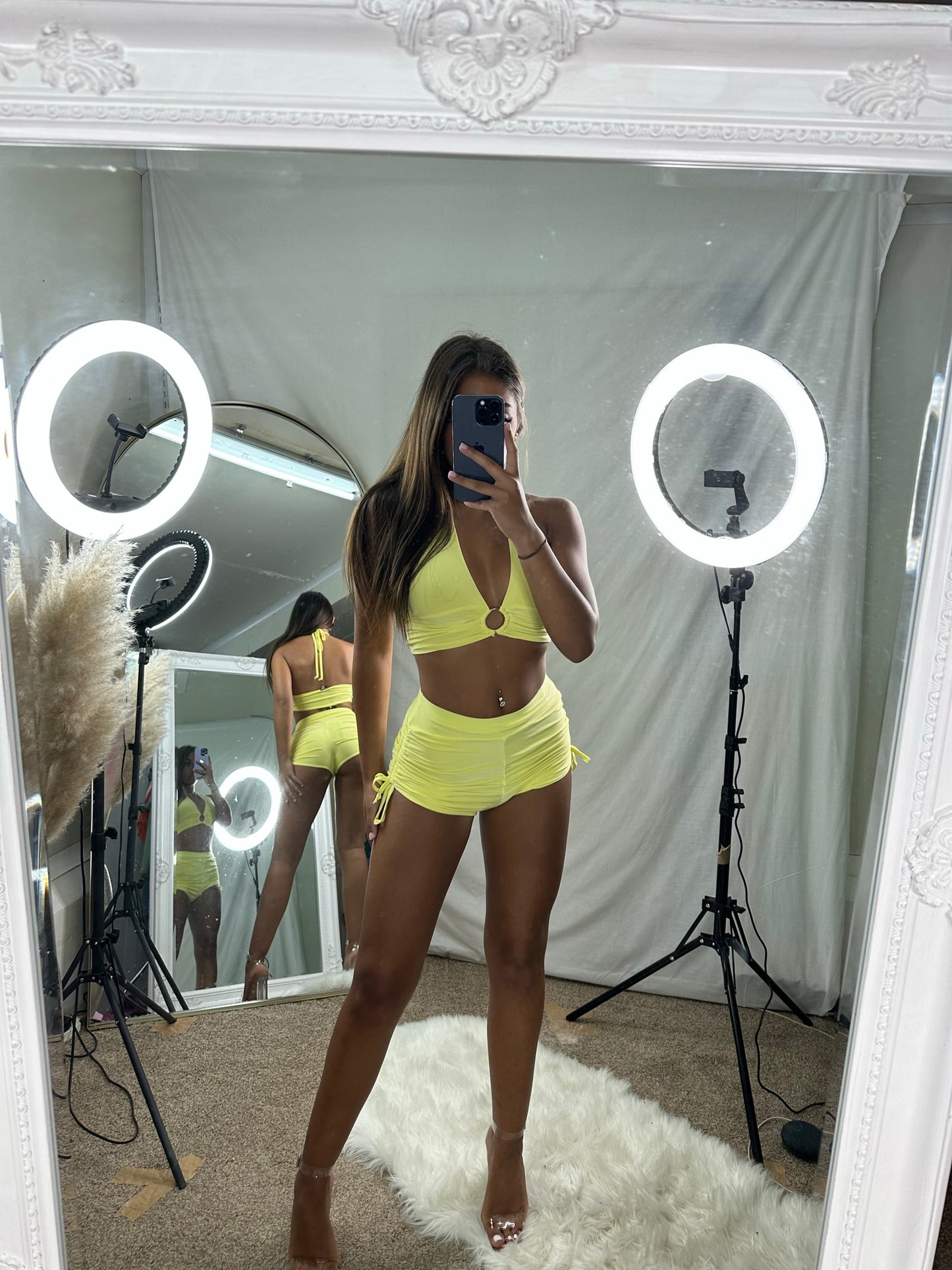 Cora halter neck top and ruched shorts