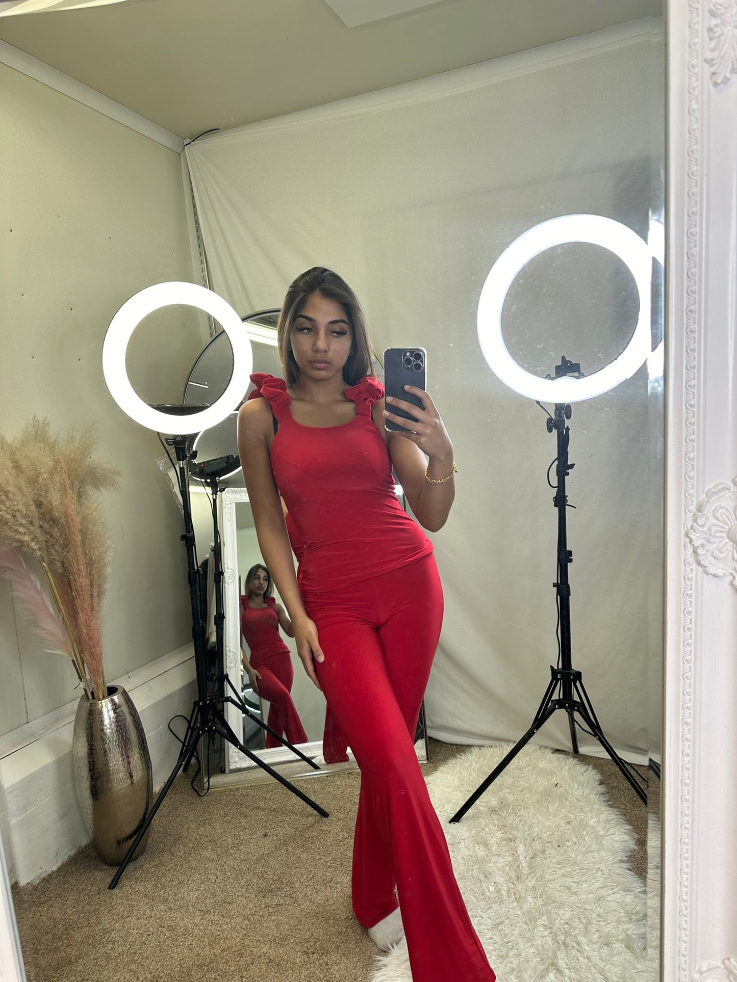 frilled sleeveless loungewear set 5098