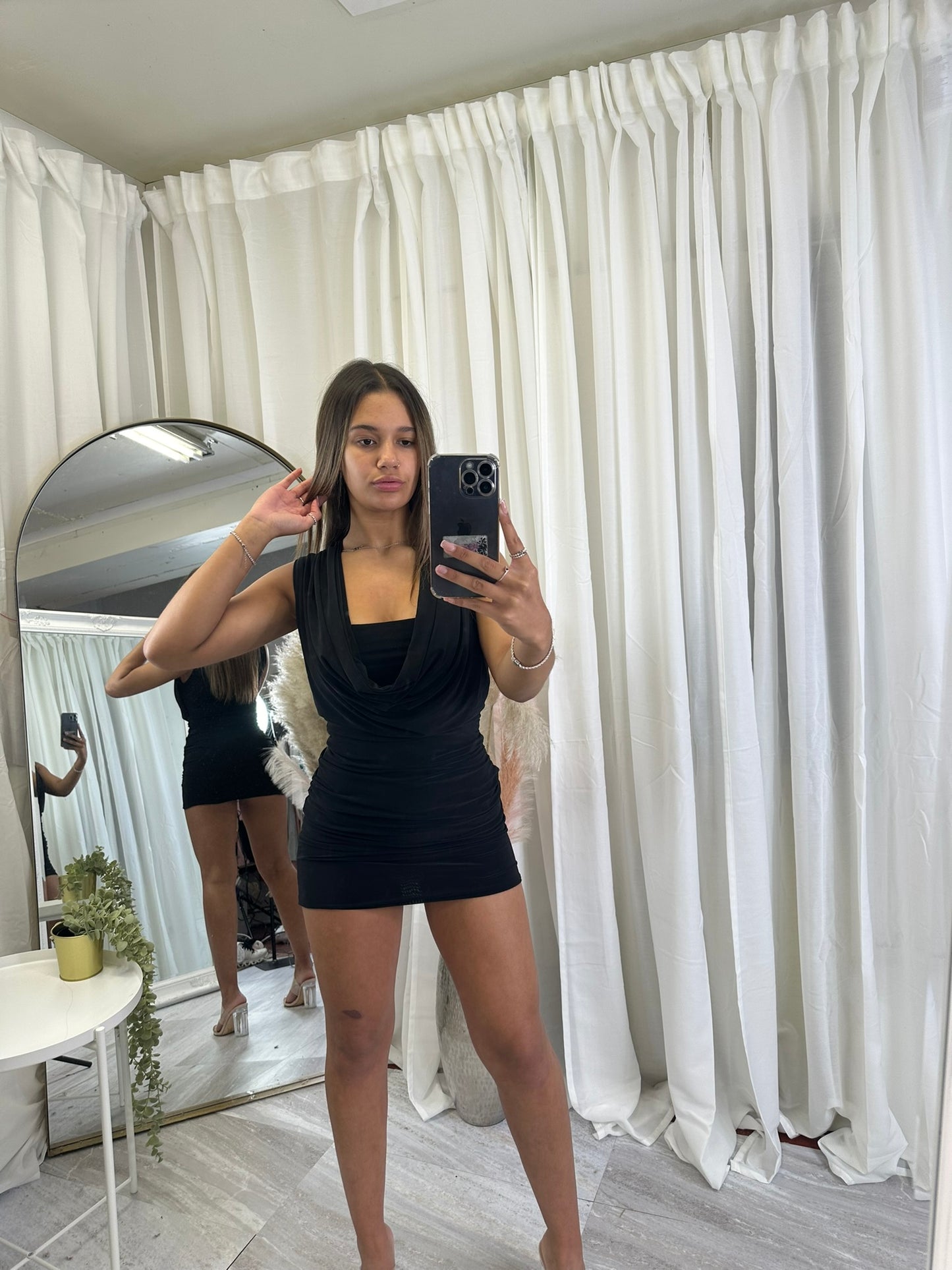 Sleeveless cowl mini dress 2089