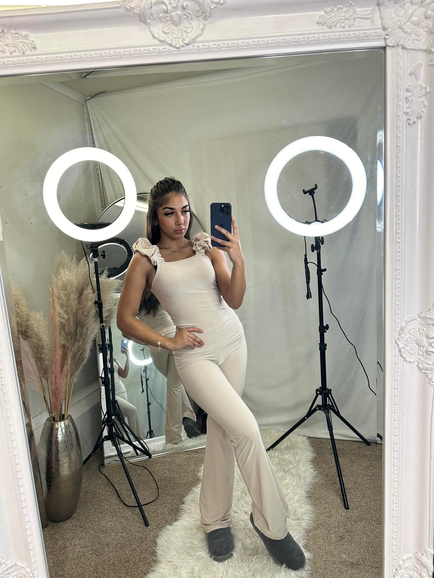 frilled sleeveless loungewear set 5098