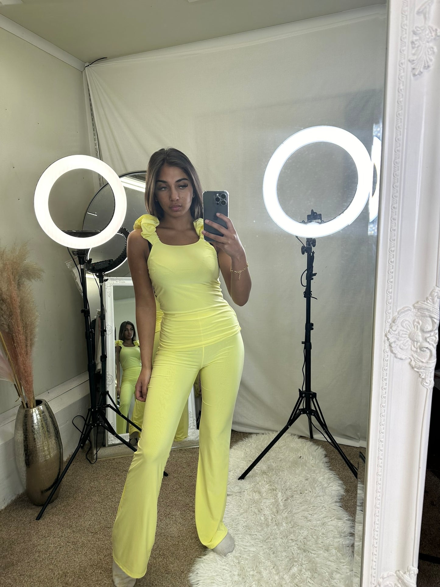 frilled sleeveless loungewear set 5098