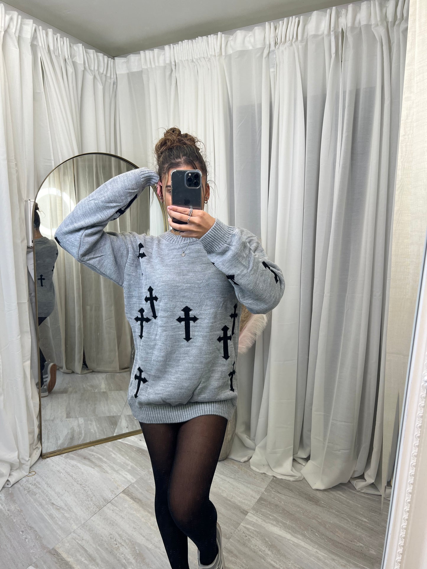 Premium knit cross jumper dress