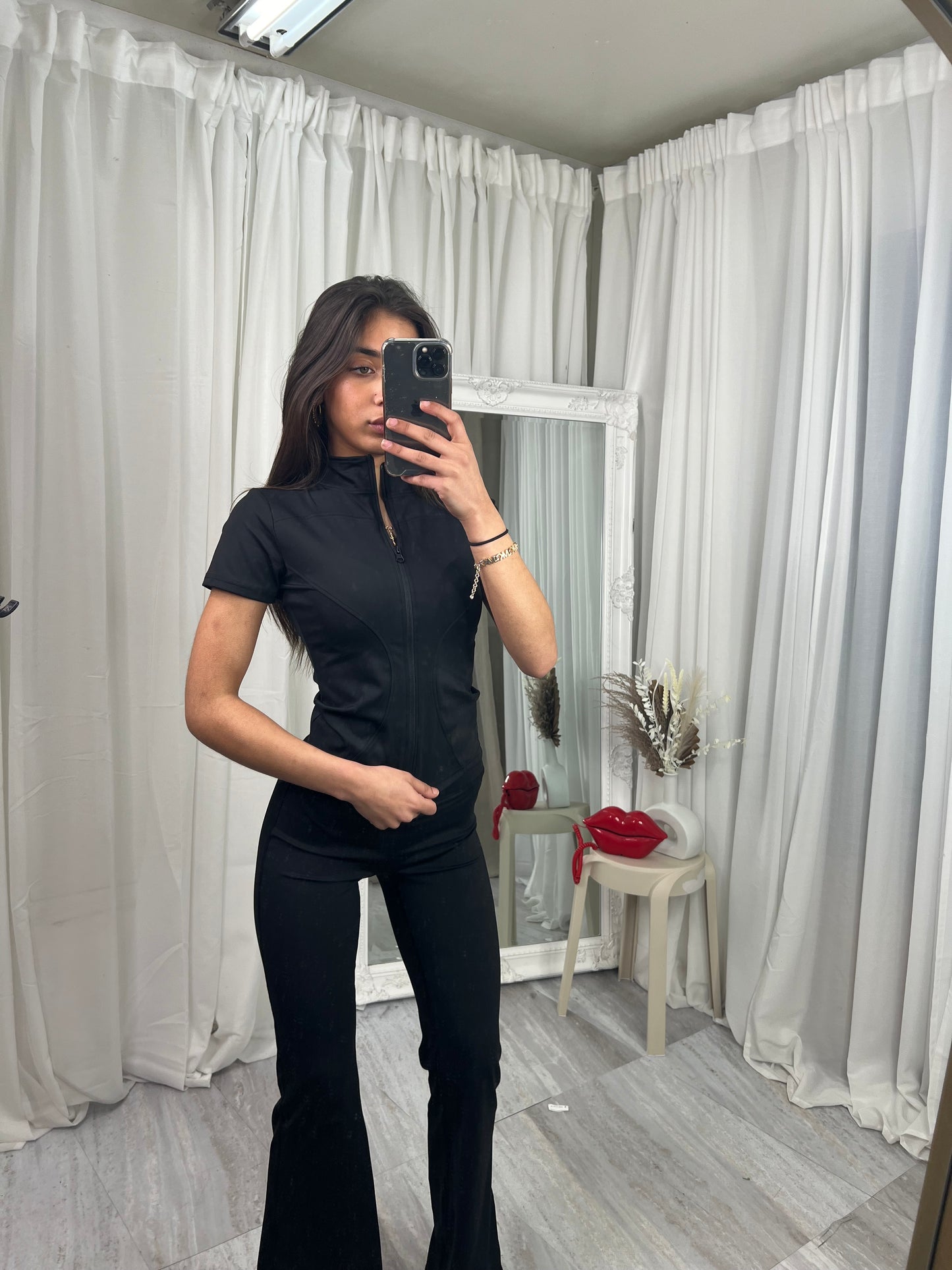 Short sleeve sculpting gym jacket and flares 3389