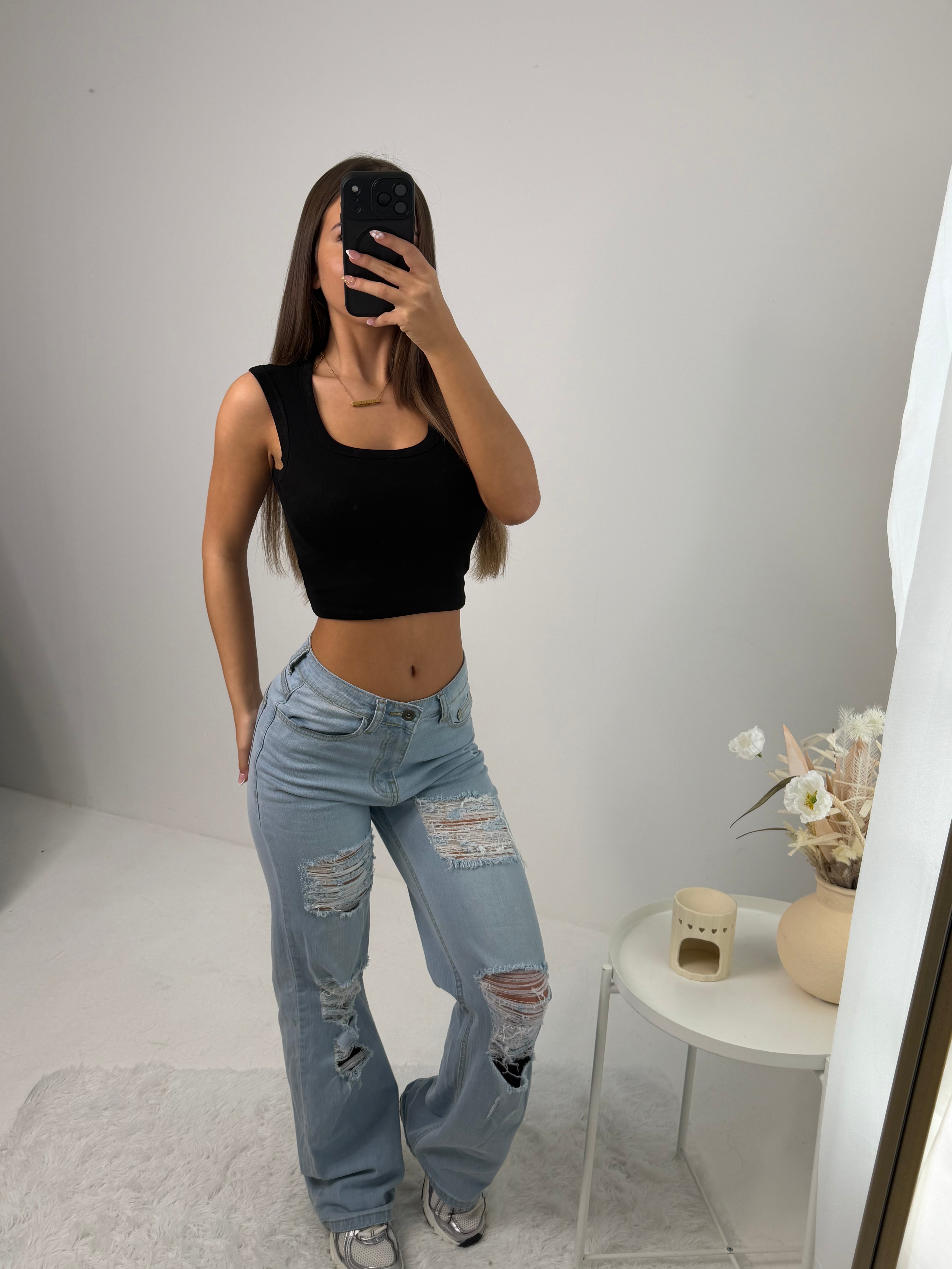 Ruby vest with built in bra soft touch fabric BLACK