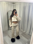 Premium cropped 3 seam wide leg tracksuit 1763