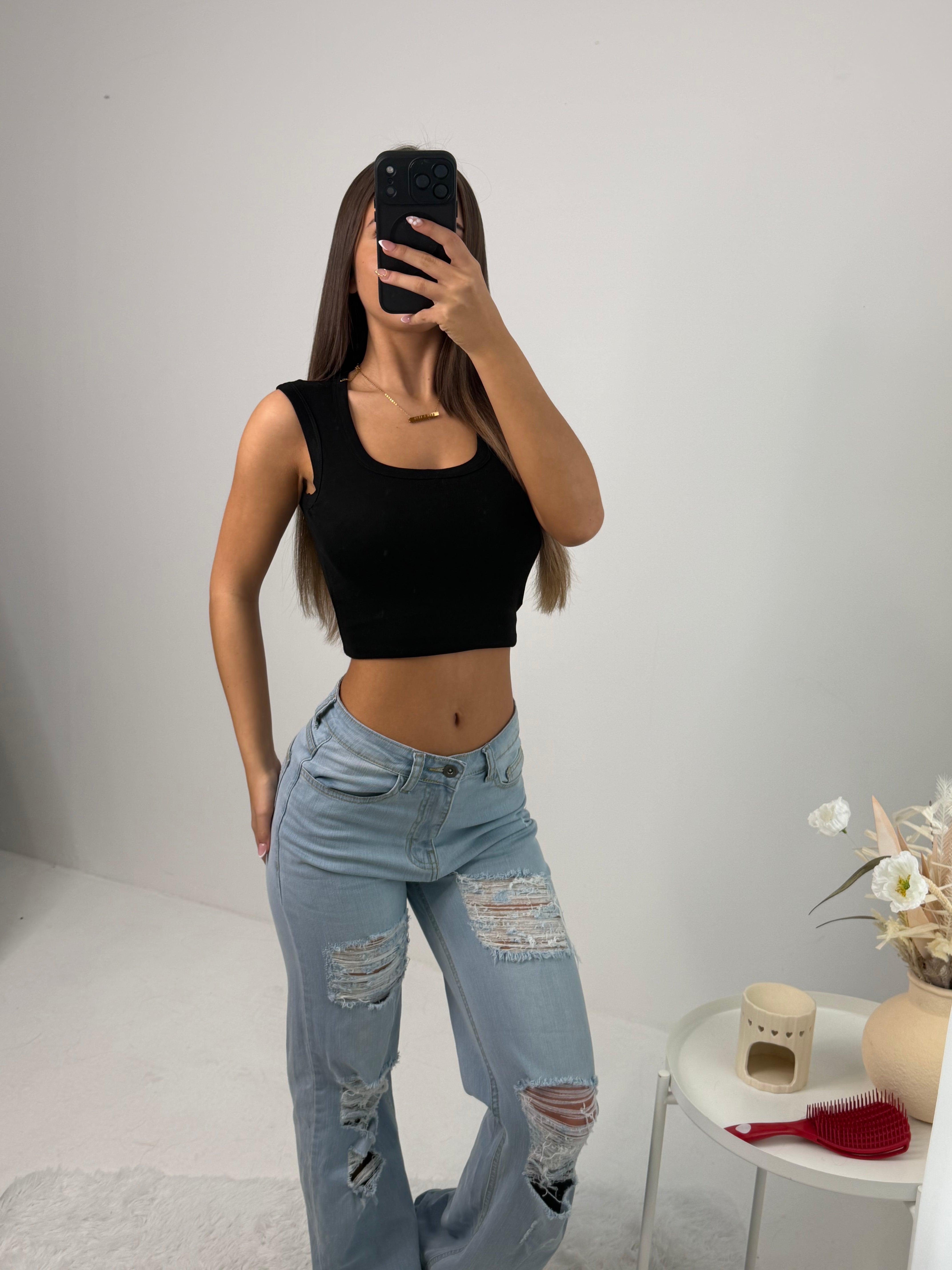 Ruby vest with built in bra soft touch fabric BLACK