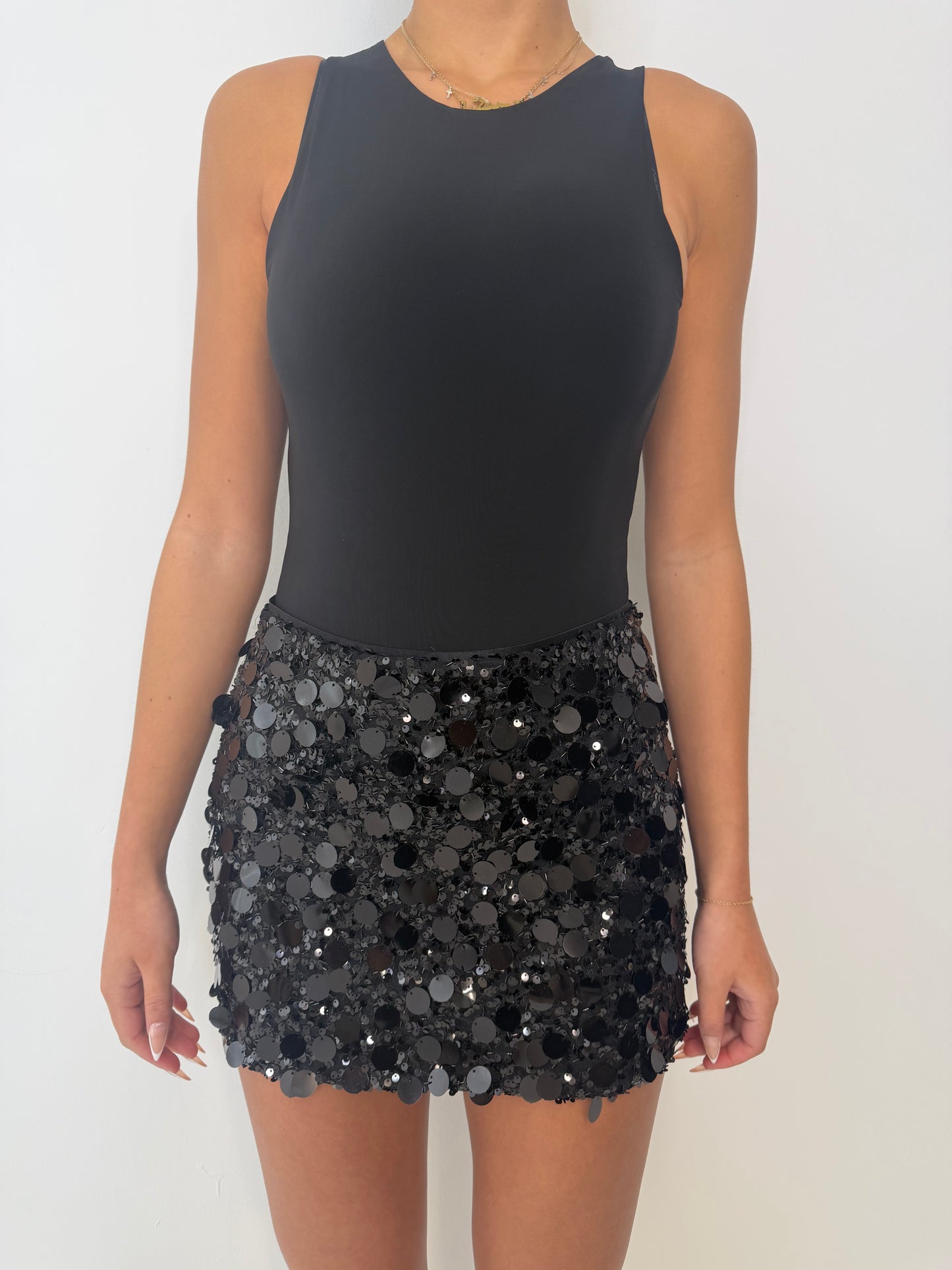 Naomi sequin size zip skirt BLACK