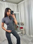 Short sleeve sculpting gym jacket and flares 3389