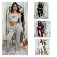 Off the shoulder low waisted lounge wear set