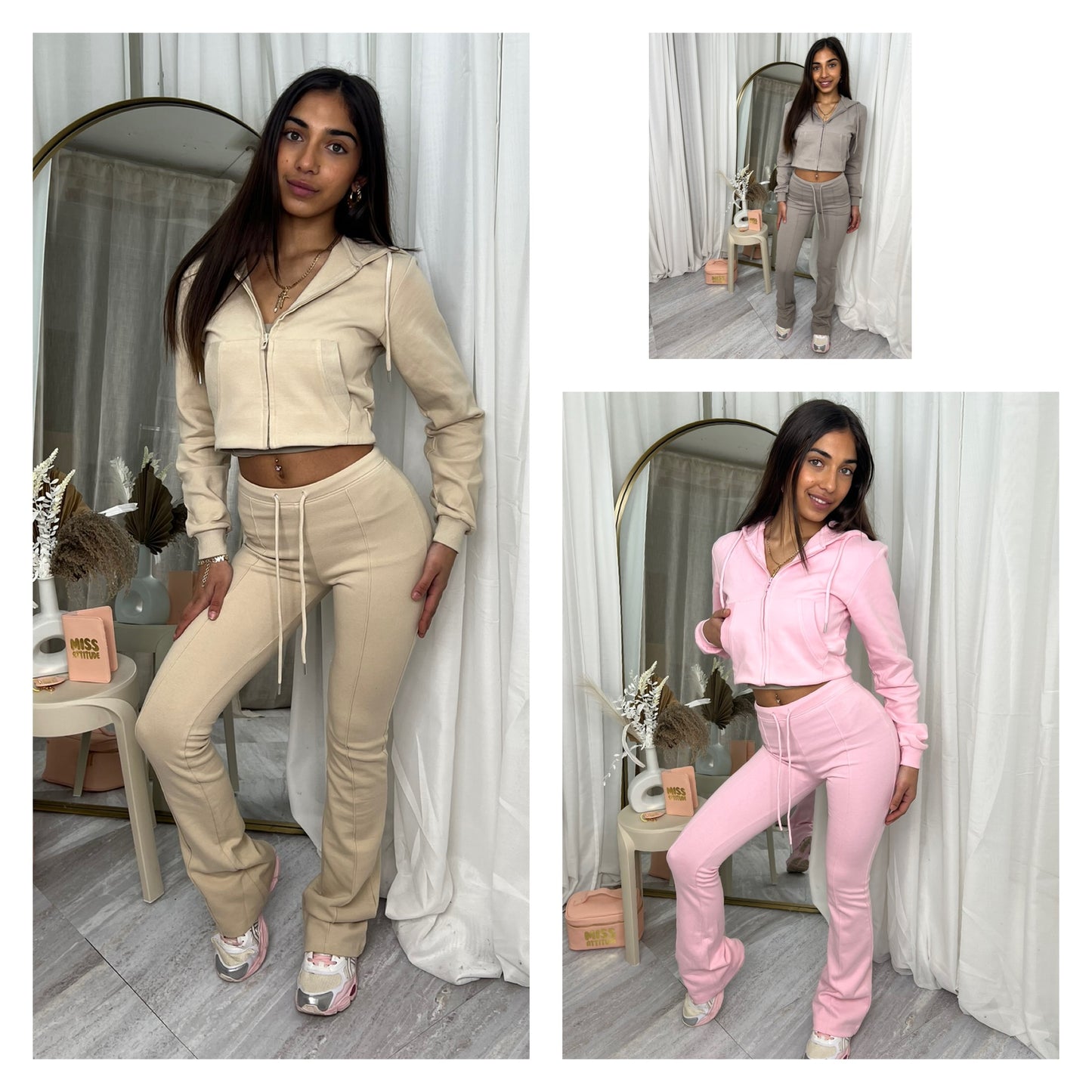 Scuba cropped flared tracksuit set