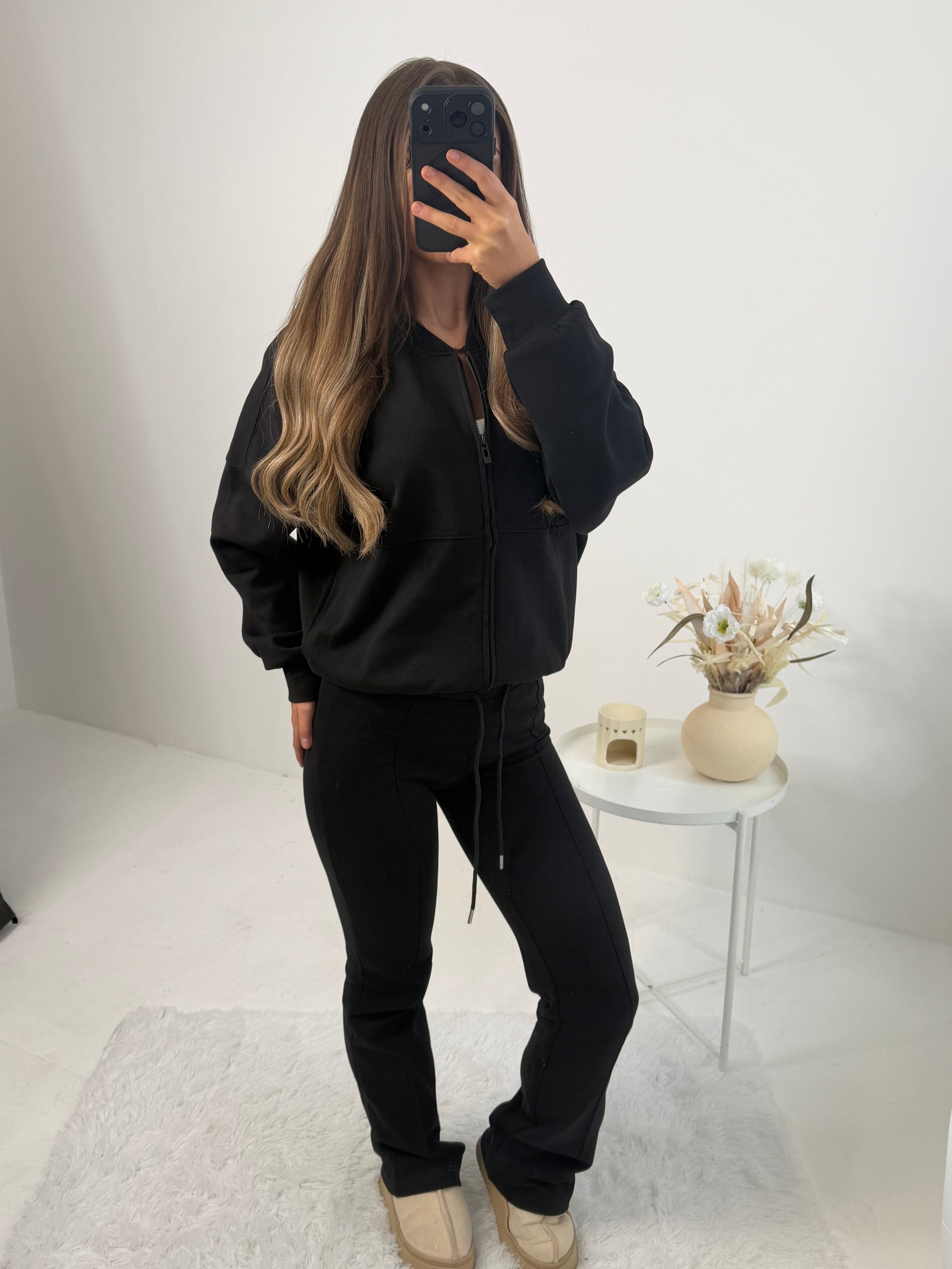 Ella flared bomber jacket and flared bottoms set.