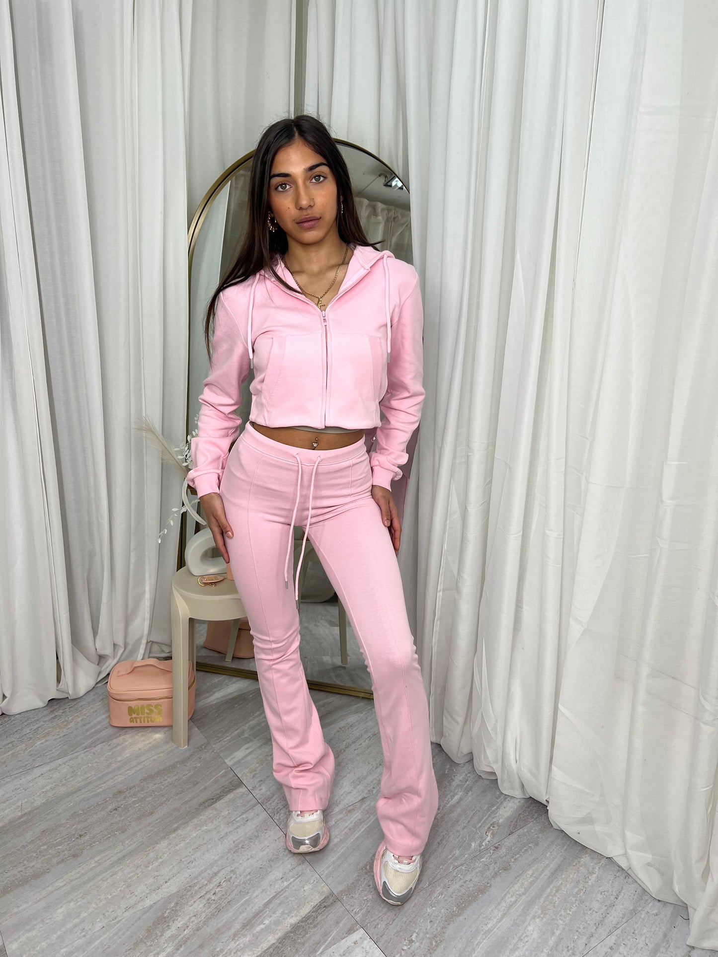 Scuba cropped flared tracksuit set