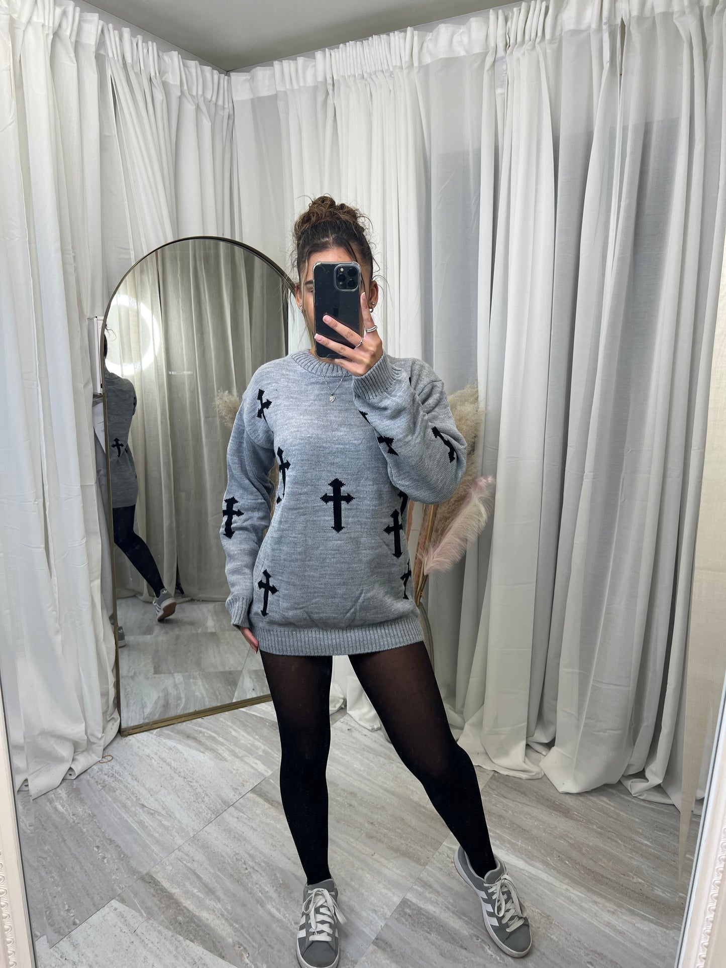 Premium knit cross jumper dress