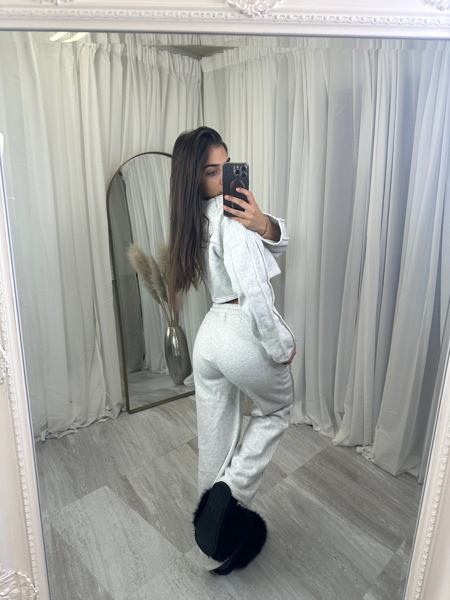 Premium cropped 3 seam wide leg tracksuit 1763