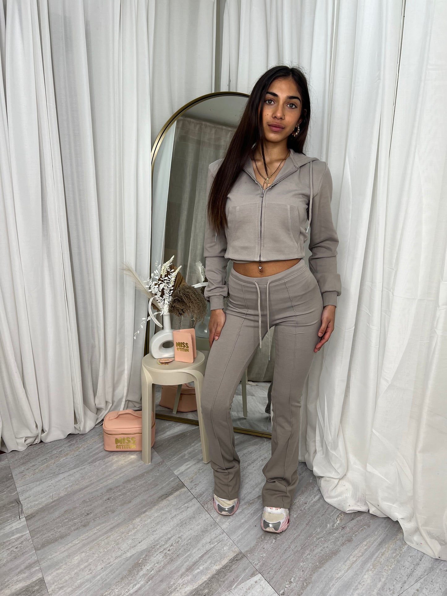 Scuba cropped flared tracksuit set