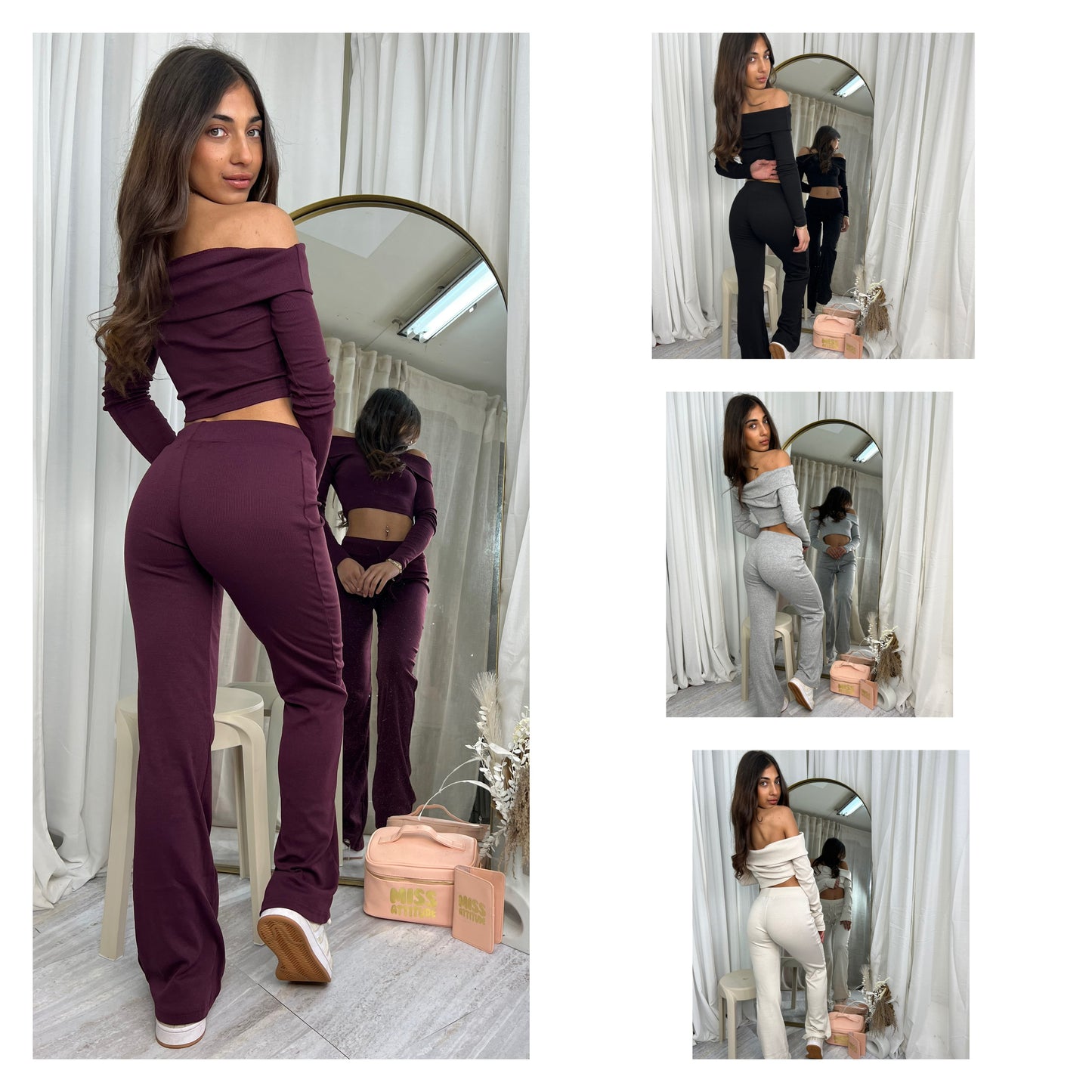 Off the shoulder low waisted lounge wear set