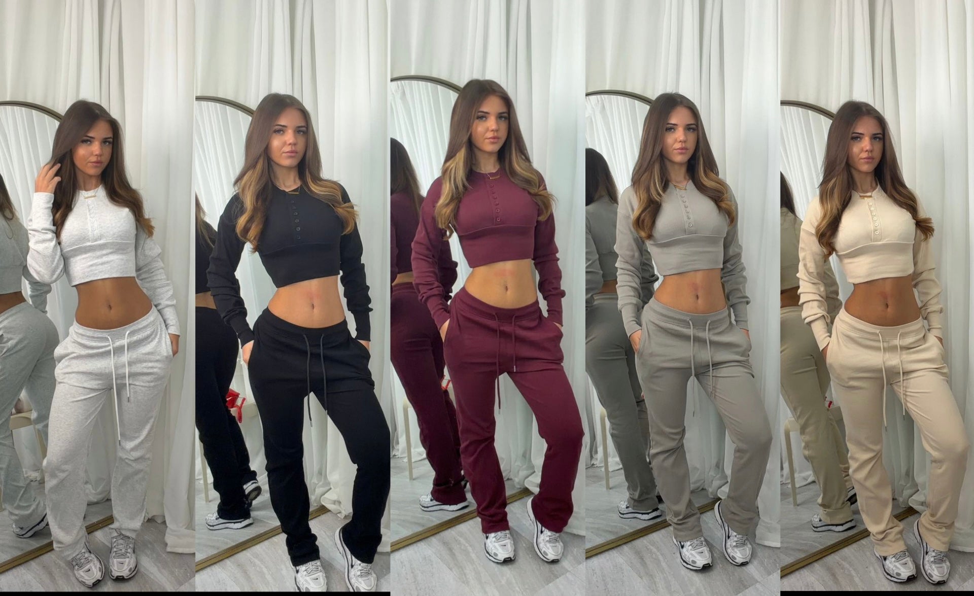 MAE new Ribbed compression button loungewear 2 piece set