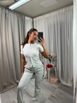 Short sleeved buttoned ribbed “mae” cardigan lounge set