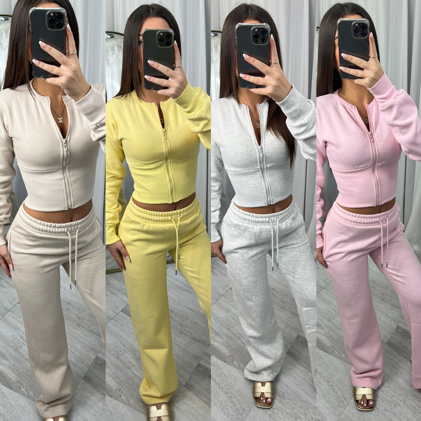 Wide leg zipped tracksuit