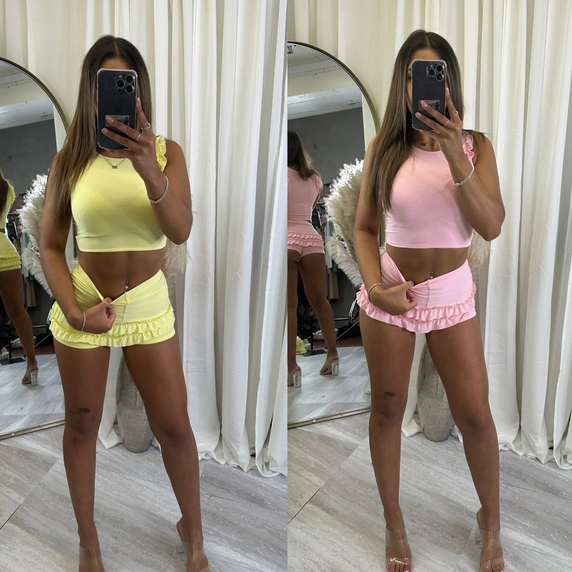 Frill crop top and frill short set 5147