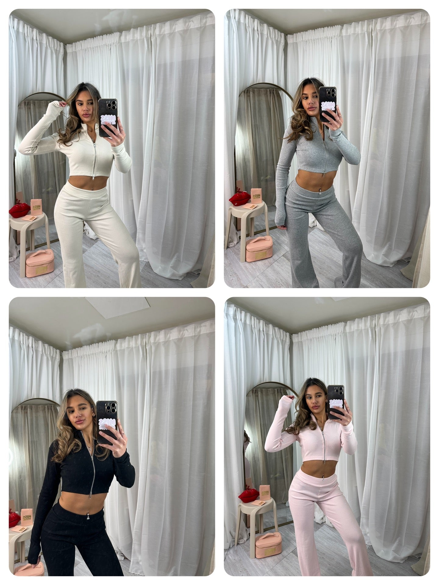 Cropped Zipper lounge wear & Wide Leg Trouser Set