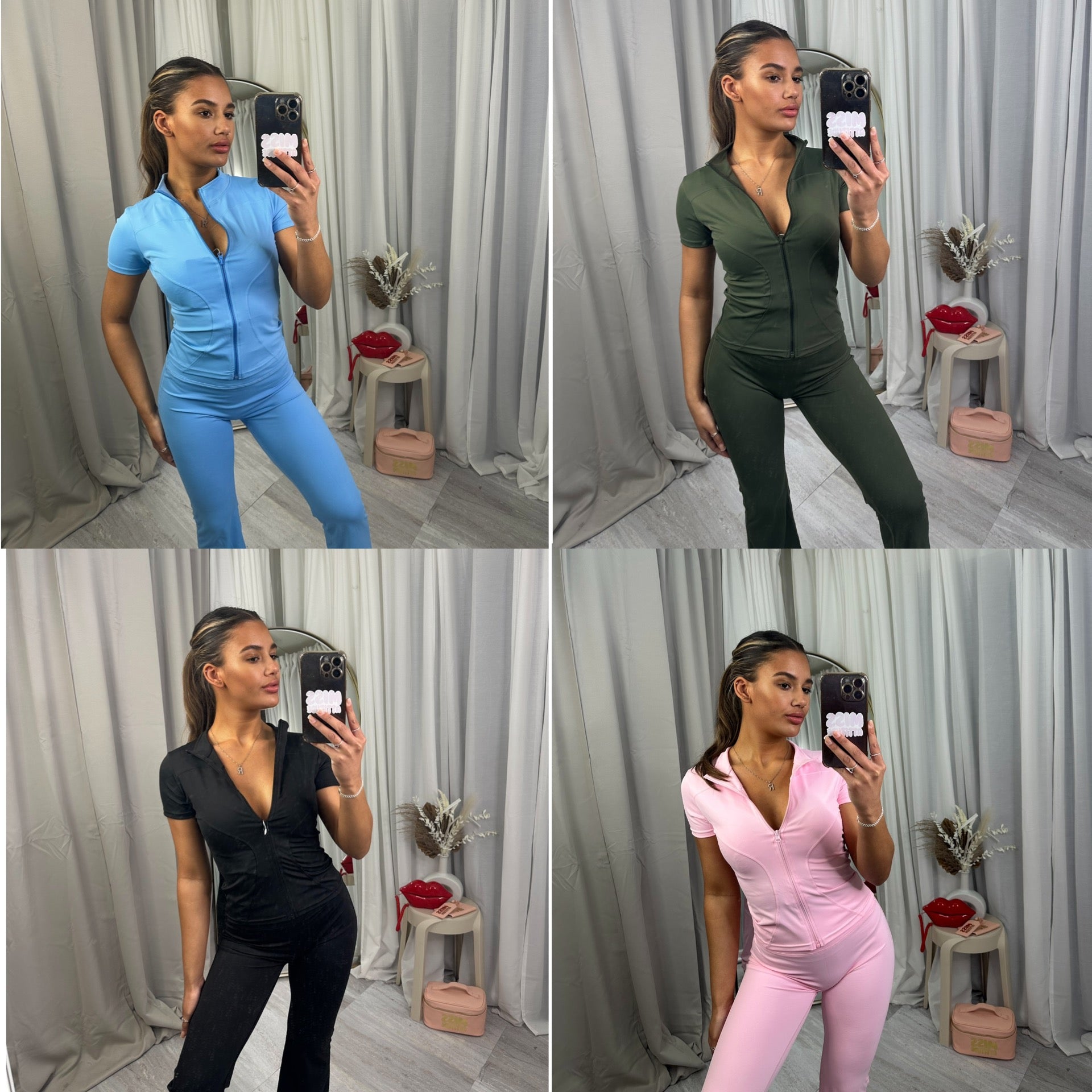 Short sleeve sculpting gym jacket and flares 3389