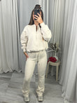 Ivory Ella flared bomber jacket and flared bottoms set