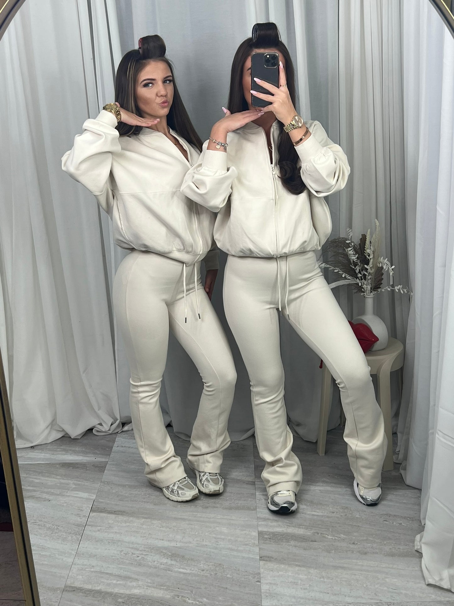 Ella flared bomber jacket and flared bottoms set.