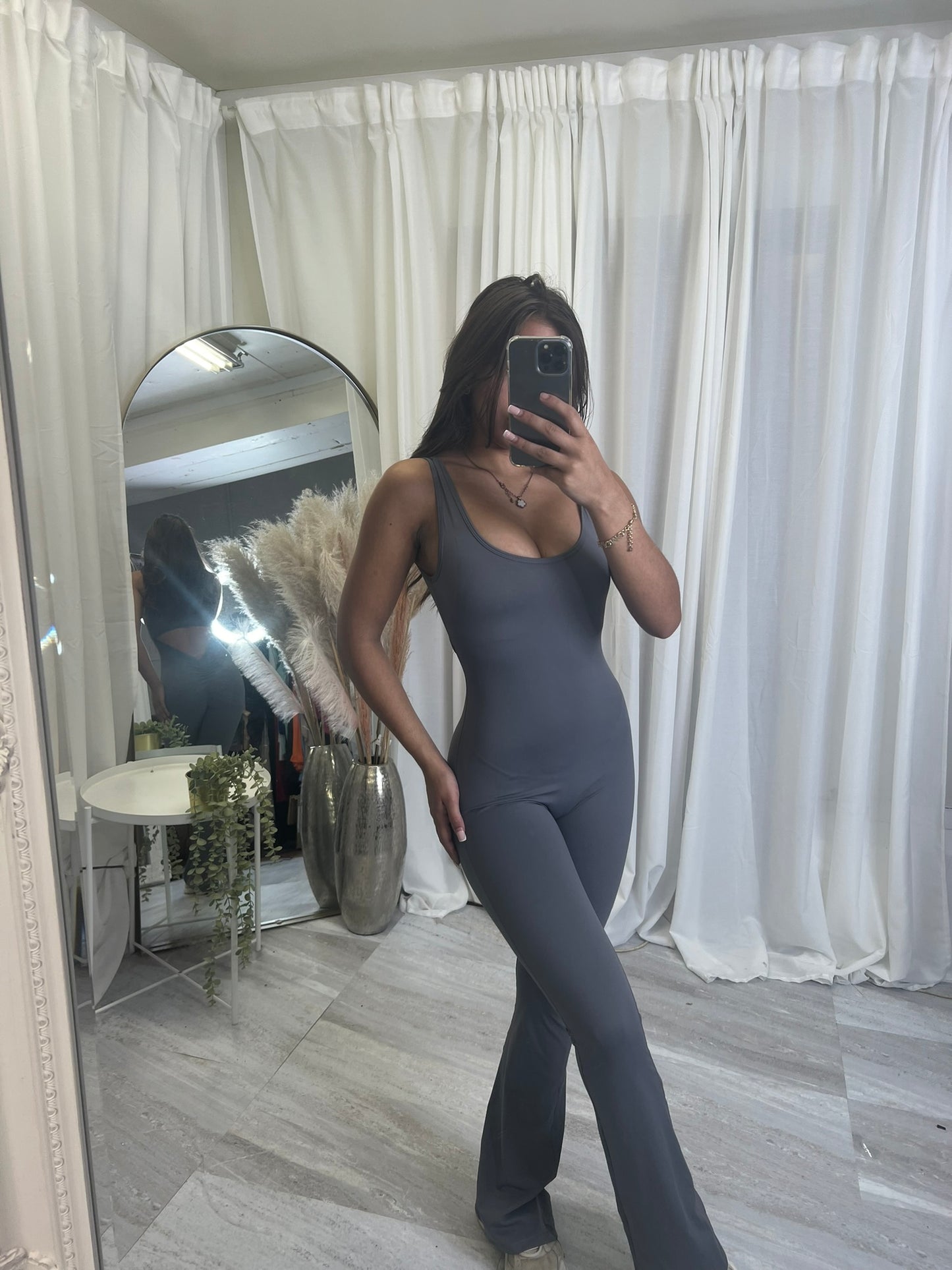 Flared scrunch bum jumpsuit