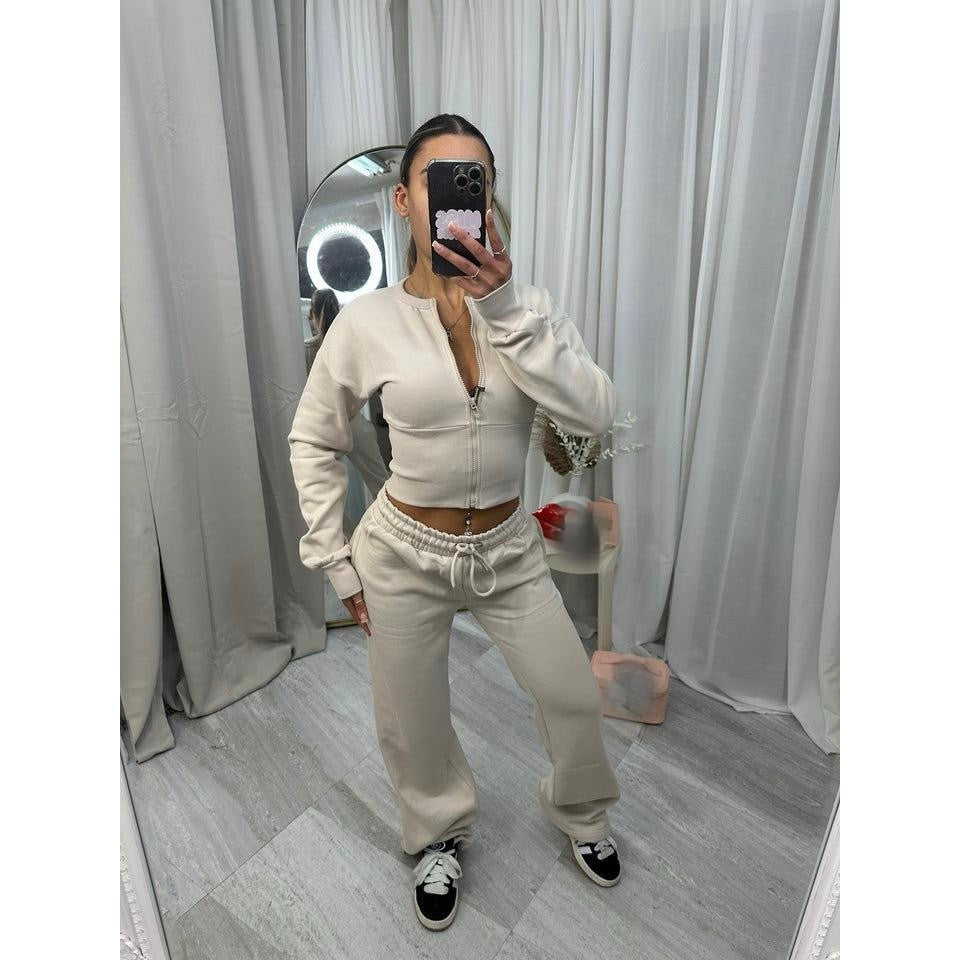 Wide leg zipped tracksuit