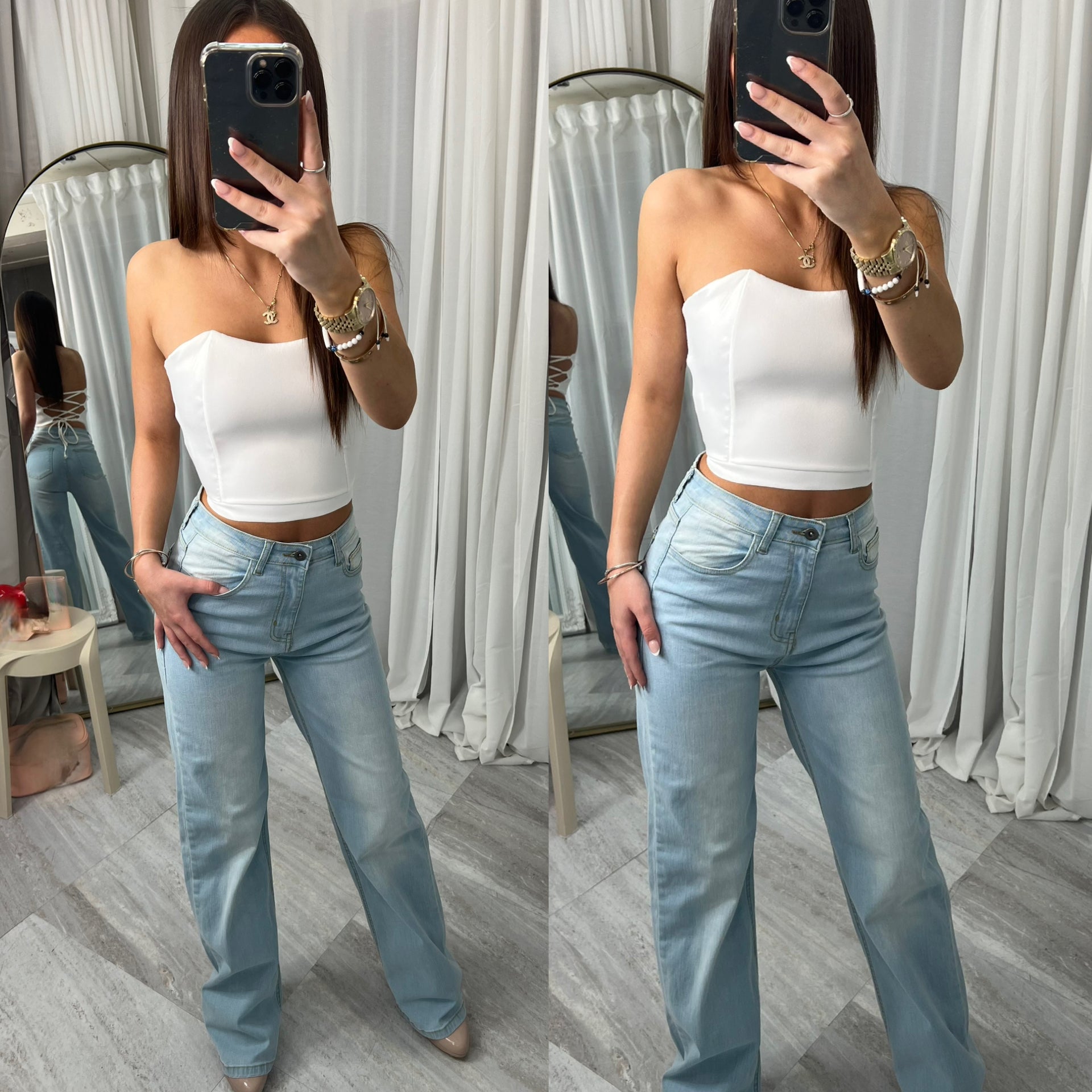 Hi waist denim light blue stretchy jeans