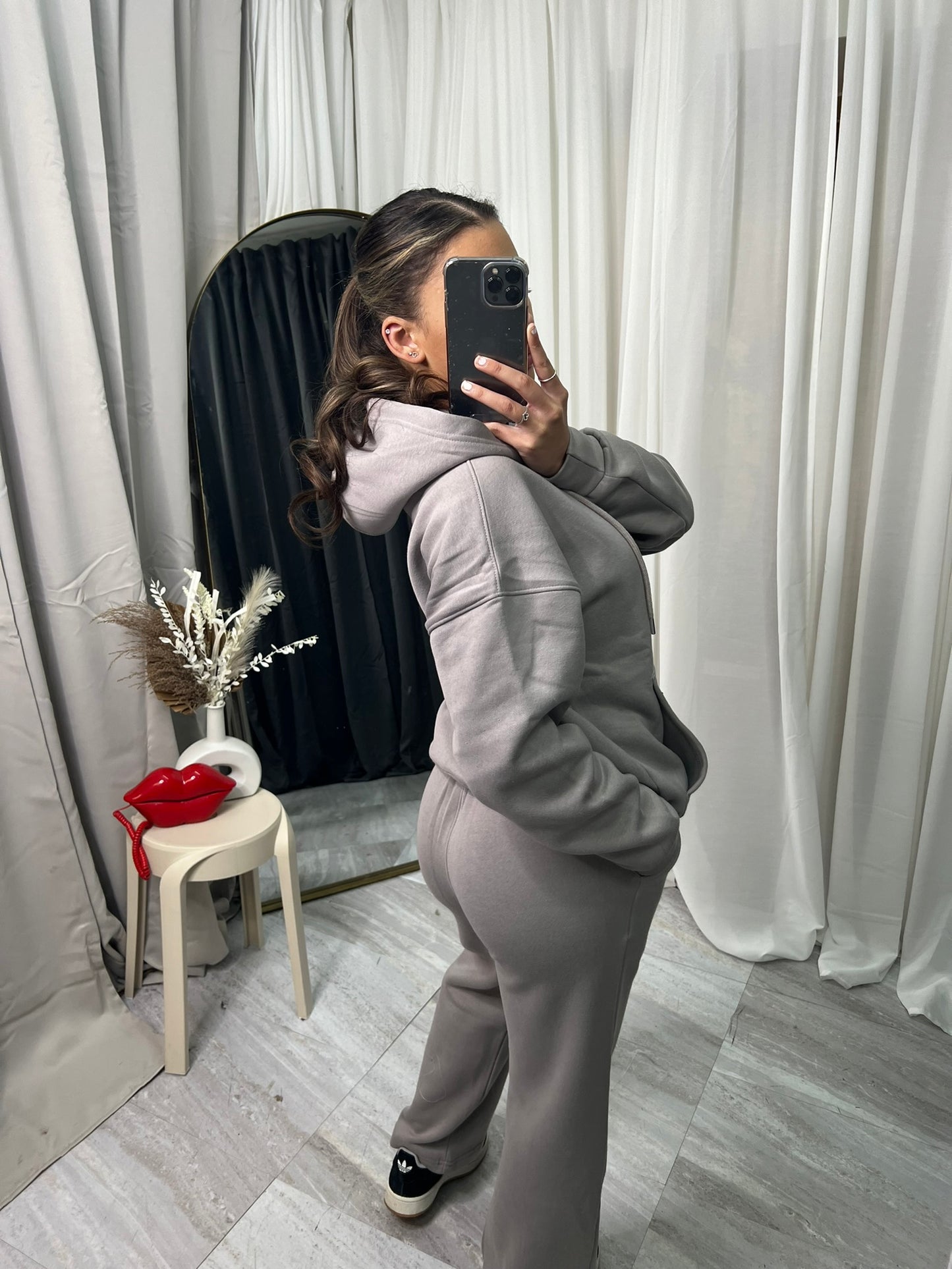 Wide leg hooded tracksuit with front pocket