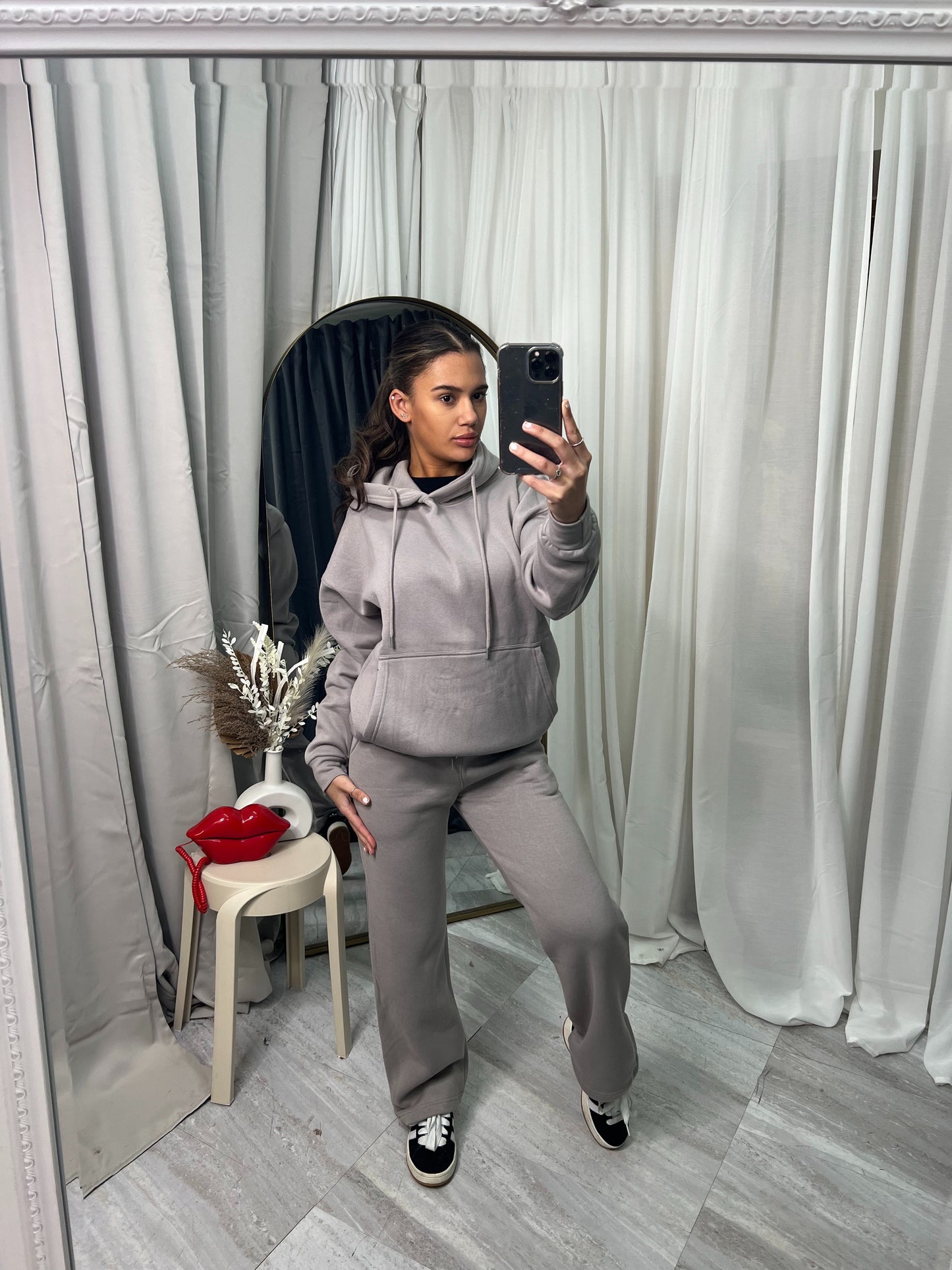 Wide leg hooded tracksuit with front pocket